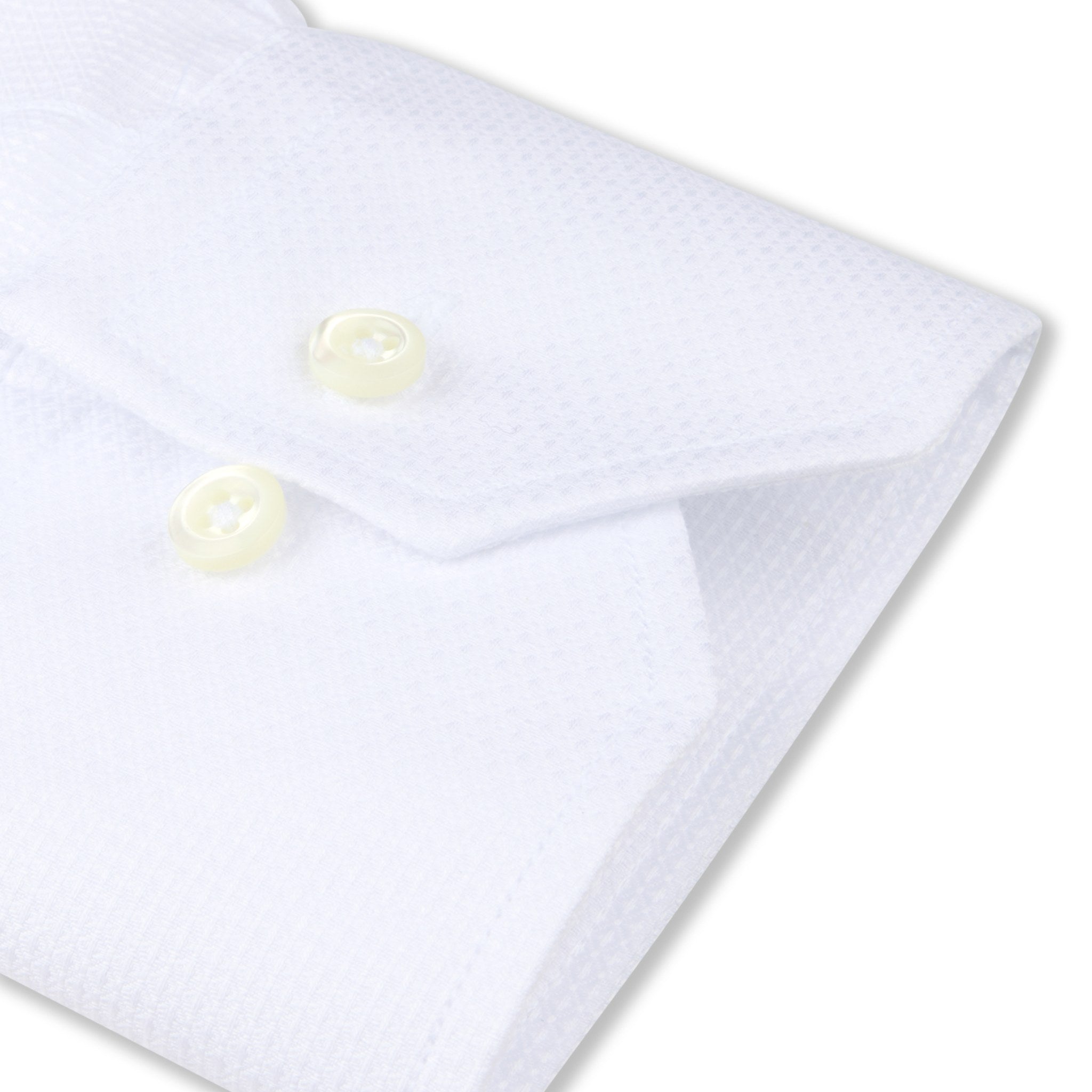 White Textured Twill Fitted Body Dress Shirt - Stenströms