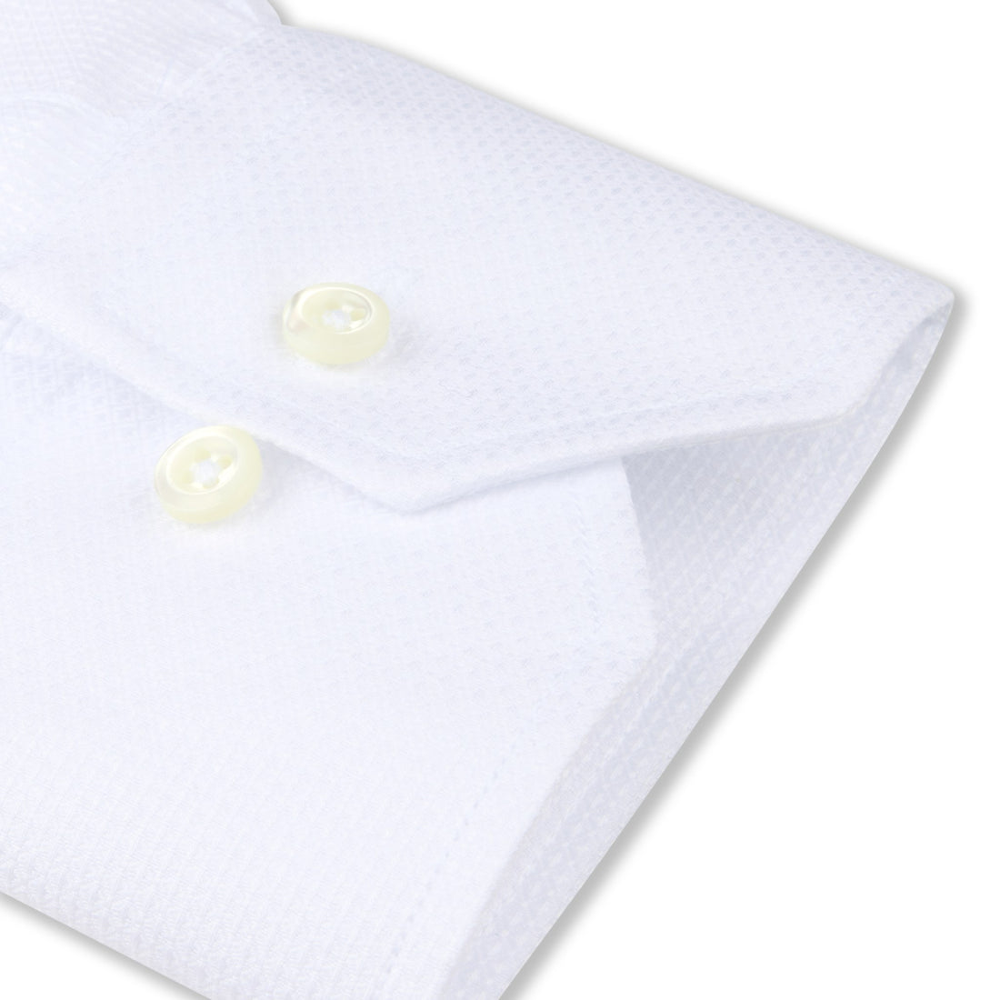 White Textured Twill Fitted Body Dress Shirt - Stenströms