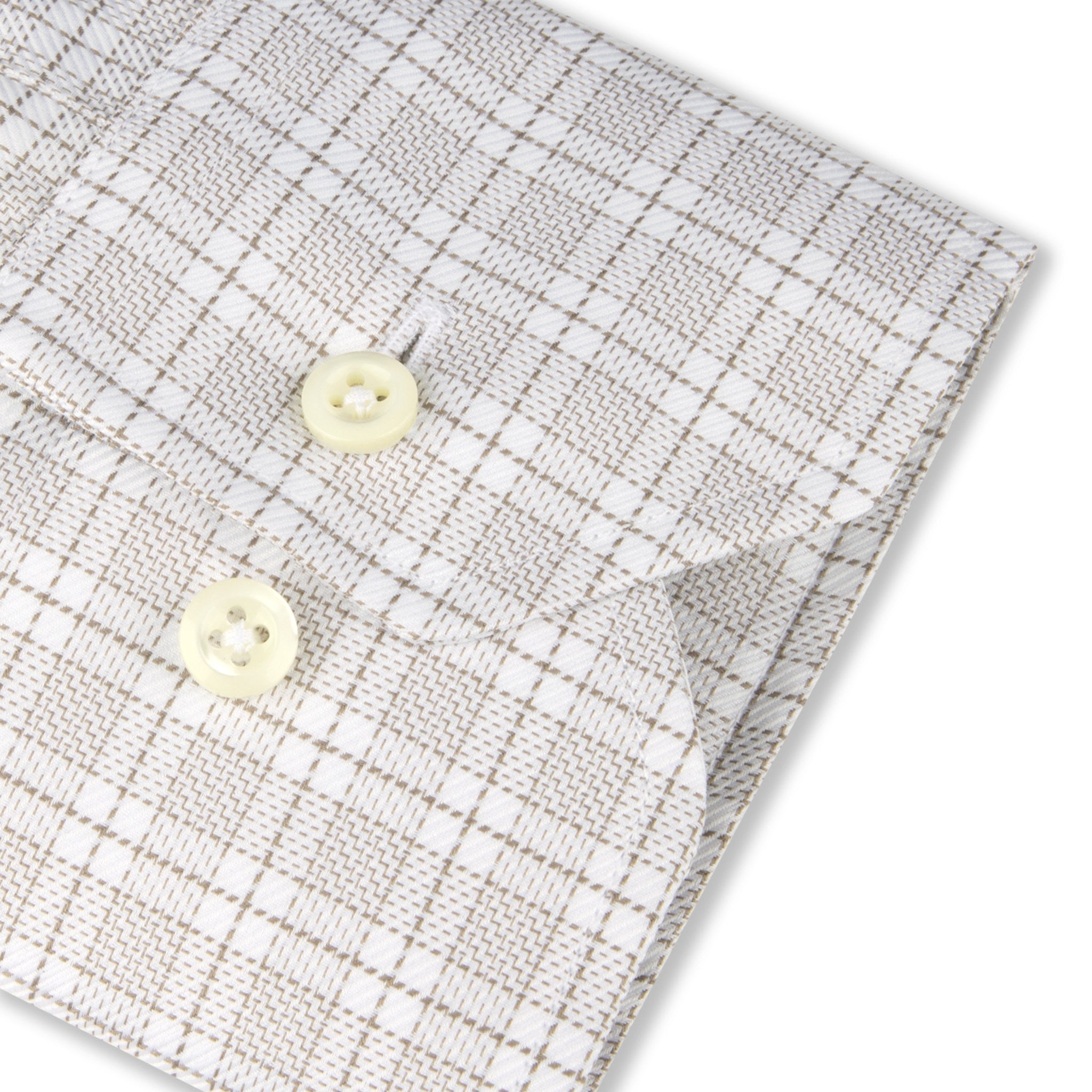 Beige Checked Twill Regular Fit Shirt - Stenströms