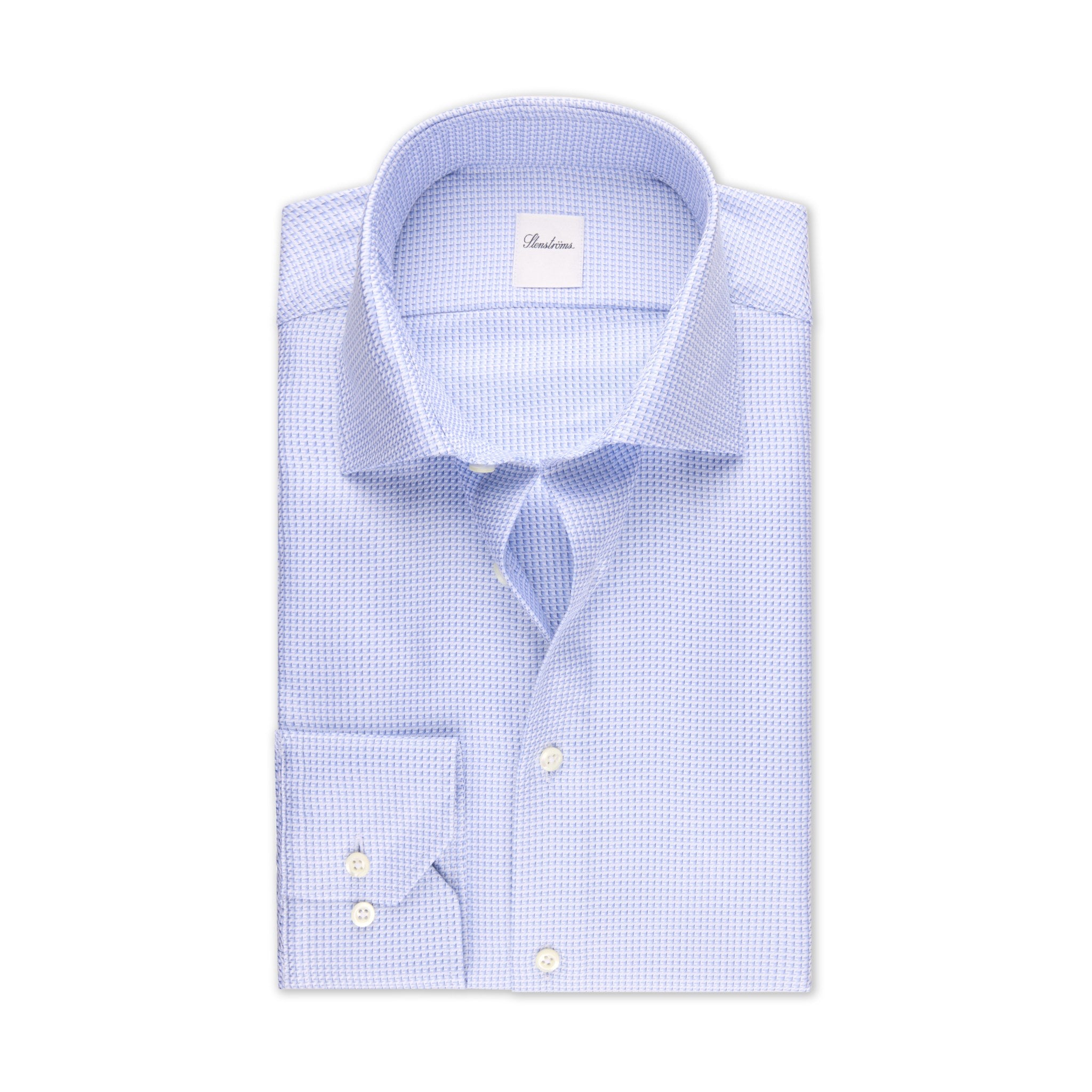 Light Blue Patterned Twill Regular Fit Shirt - Stenströms