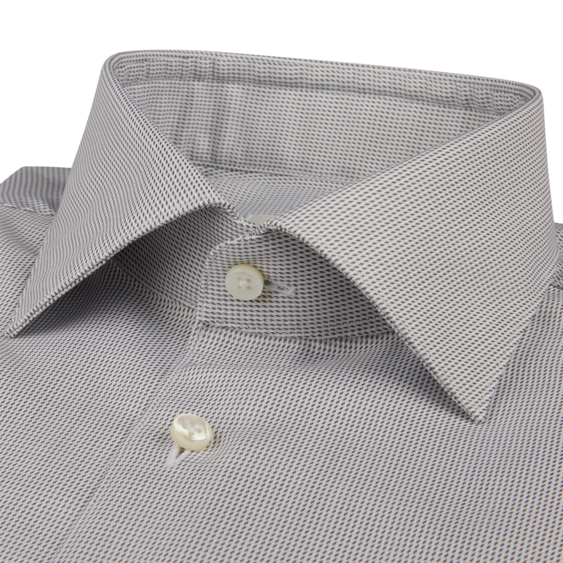 Gray Micro-Patterned Twill Fitted Body Shirt - Stenströms