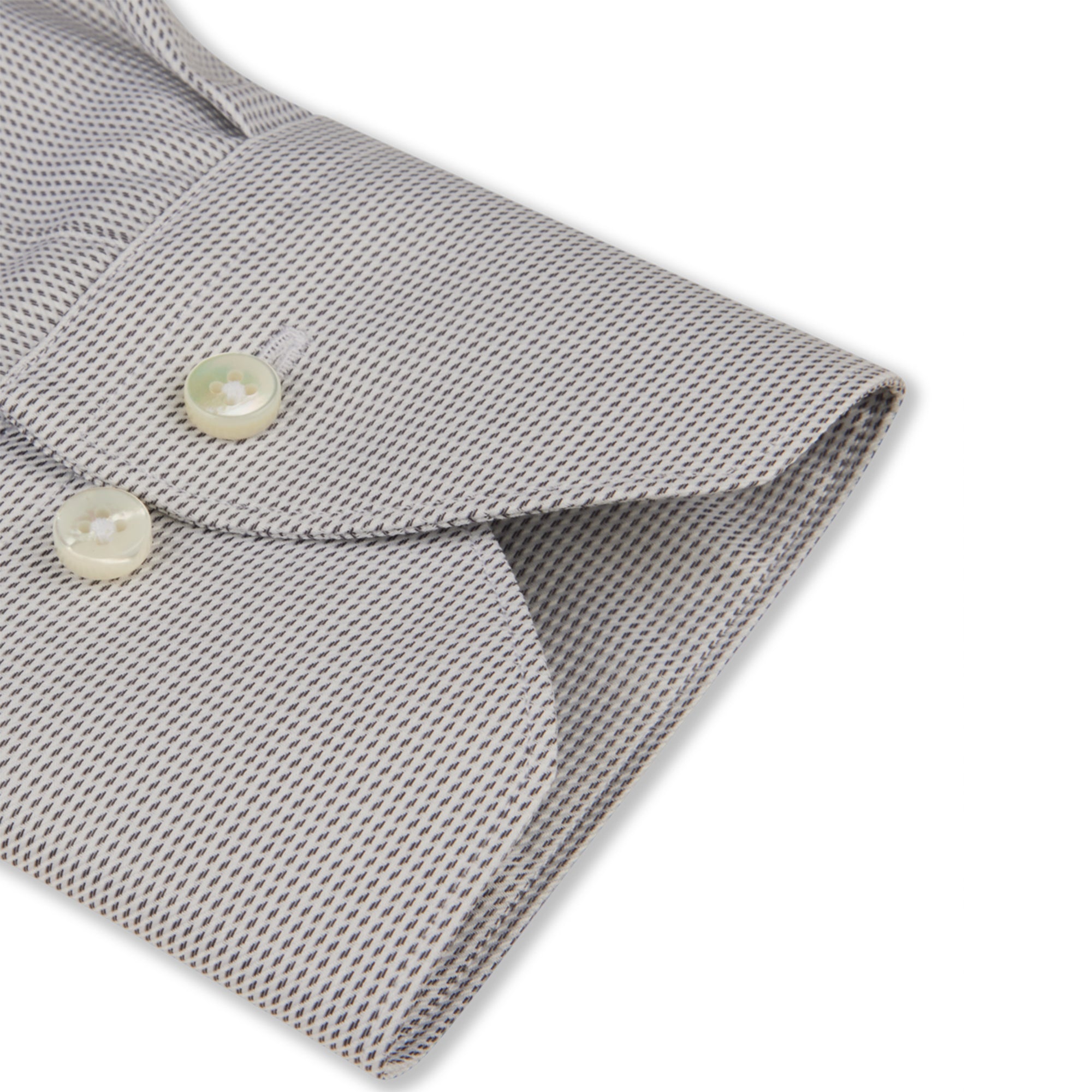Gray Micro-Patterned Twill Fitted Body Shirt - Stenströms