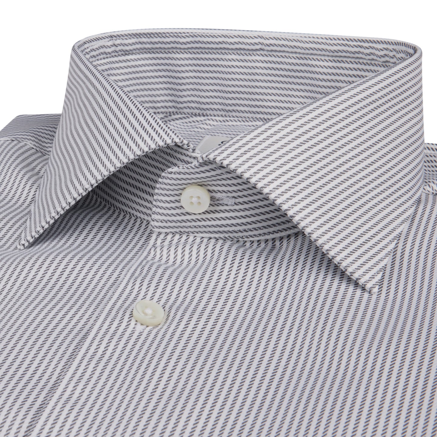 Gray Striped Twill Fitted Body Shirt - Stenströms