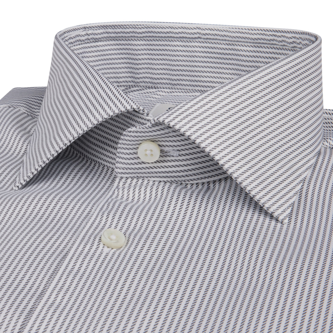 Gray Striped Twill Fitted Body Shirt - Stenströms