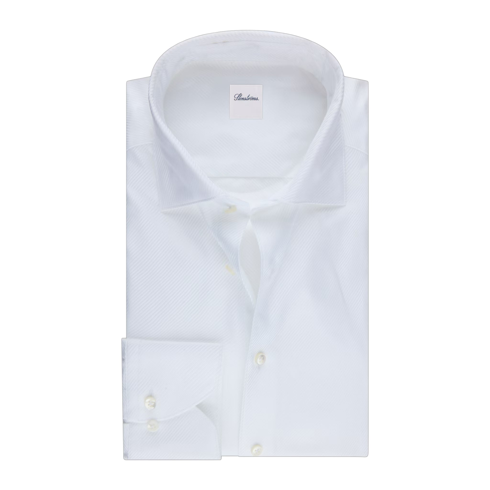 White Textured Twill Regular Fit Dress Shirt - Stenströms