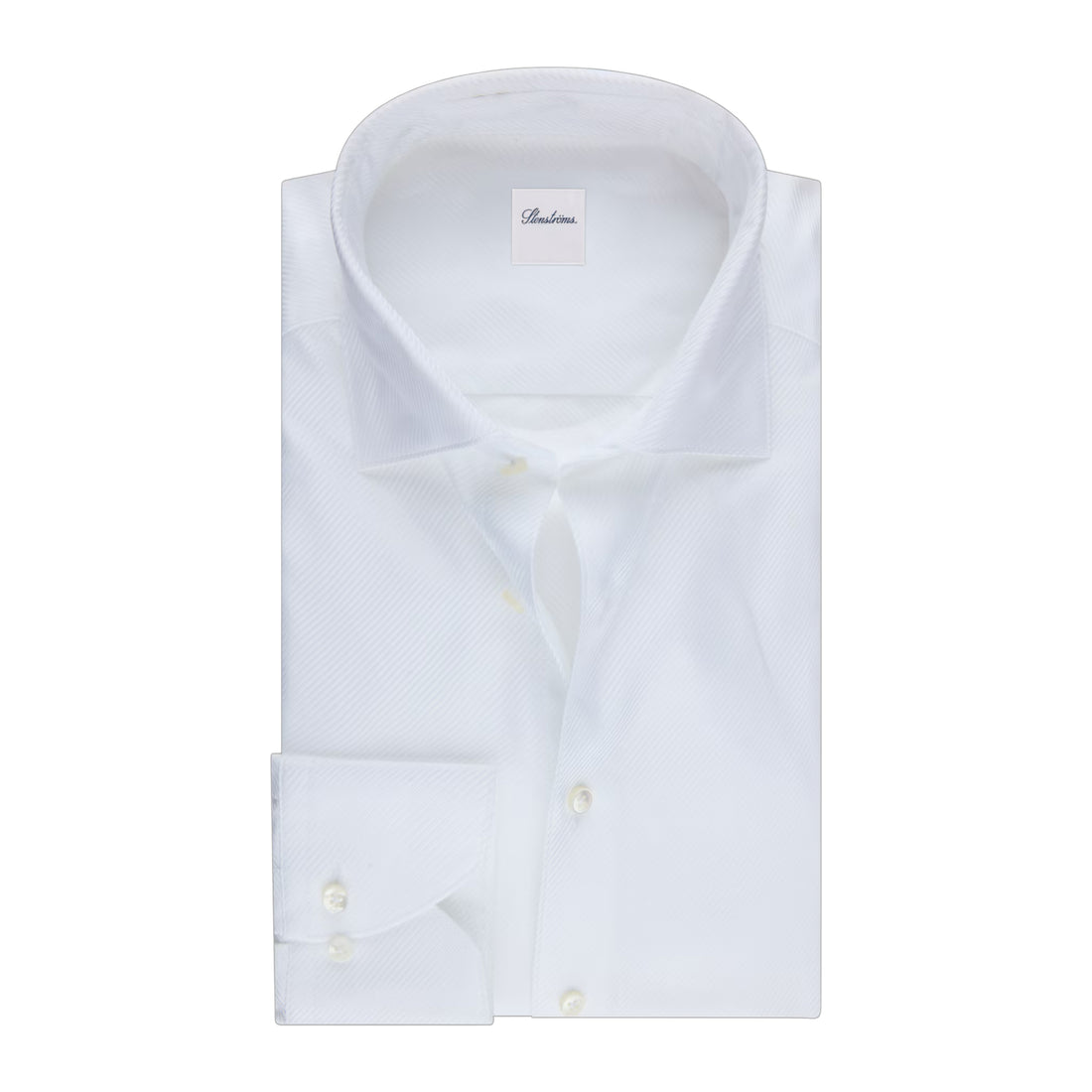 White Textured Twill Regular Fit Dress Shirt - Stenströms