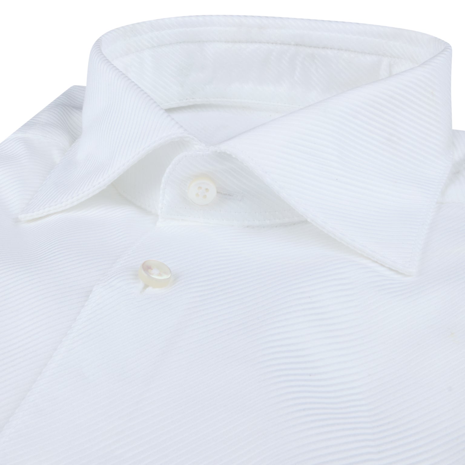 White Textured Twill Regular Fit Dress Shirt - Stenströms