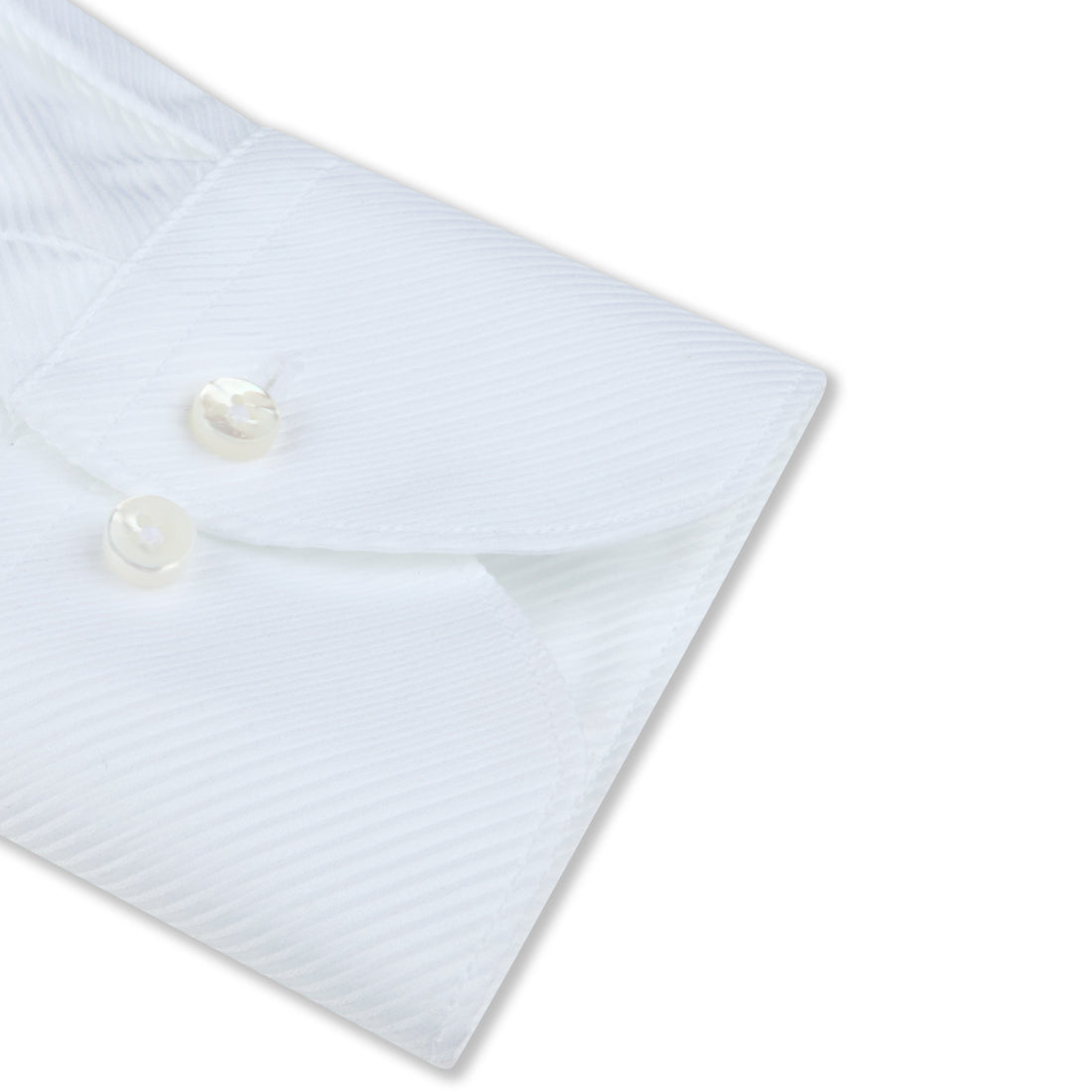 White Textured Twill Regular Fit Dress Shirt - Stenströms