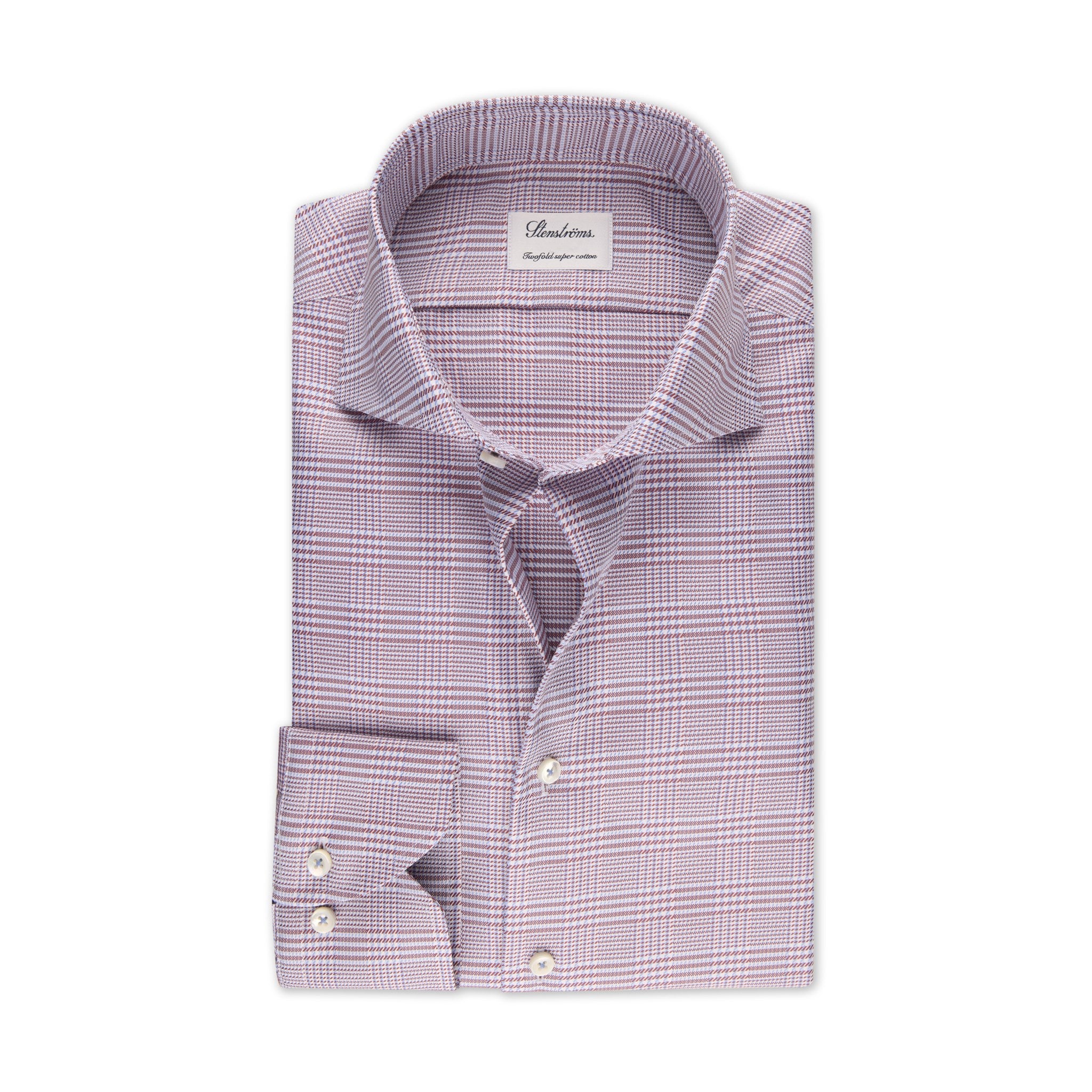 Red & Blue Check Twofold Cotton Fitted Body Shirt - Stenströms