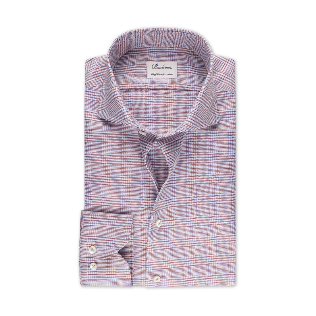 Red & Blue Check Twofold Cotton Fitted Body Shirt - Stenströms