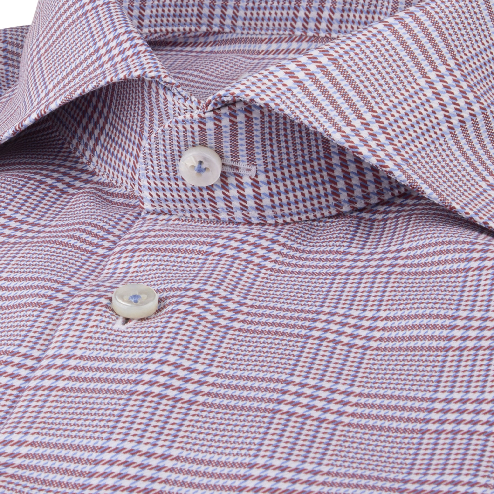 Red & Blue Check Twofold Cotton Fitted Body Shirt - Stenströms