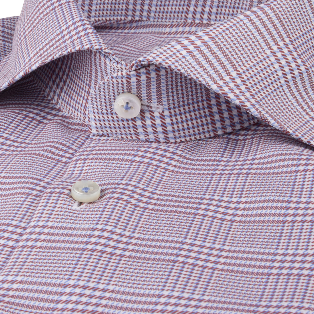 Red & Blue Check Twofold Cotton Fitted Body Shirt - Stenströms