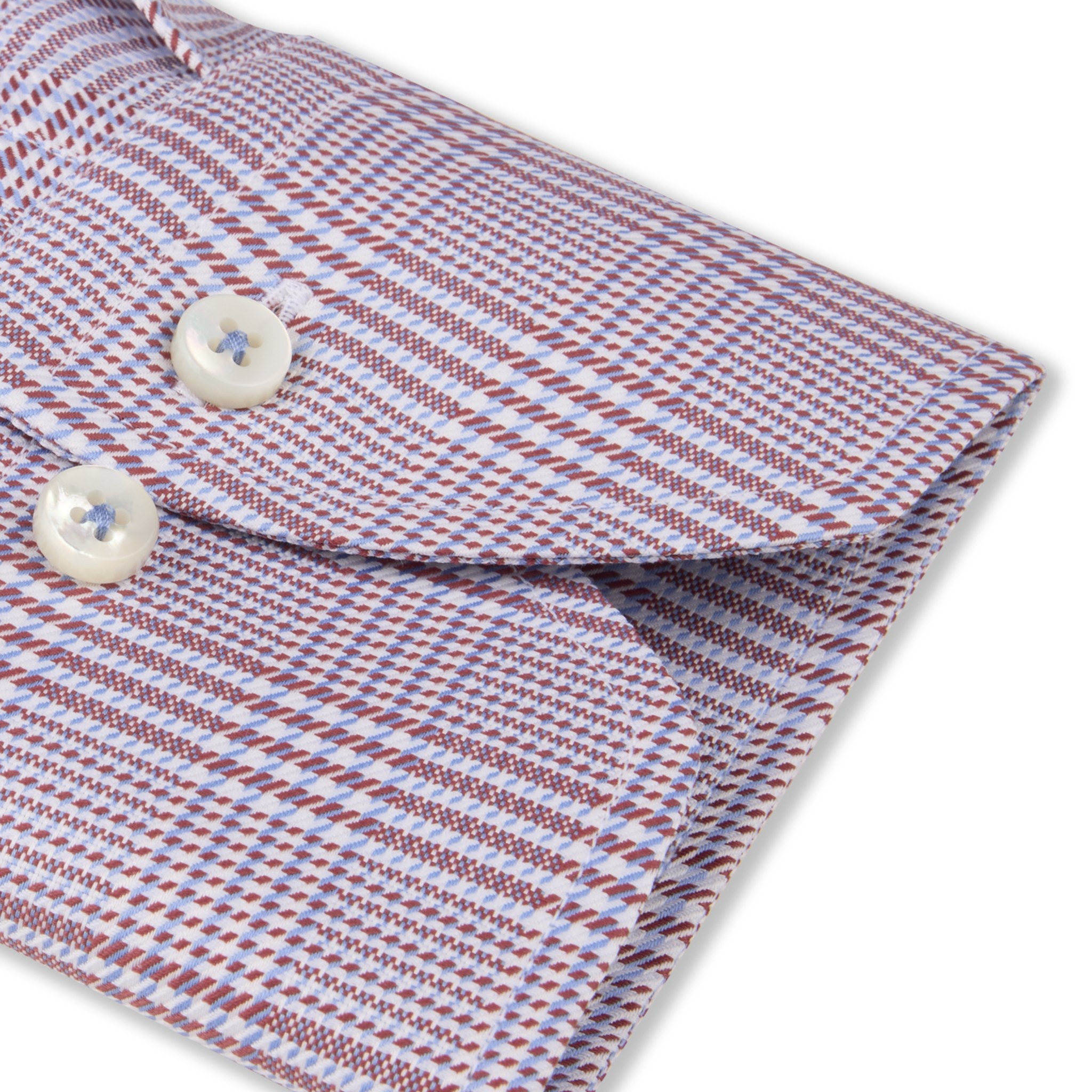 Red & Blue Check Twofold Cotton Fitted Body Shirt - Stenströms