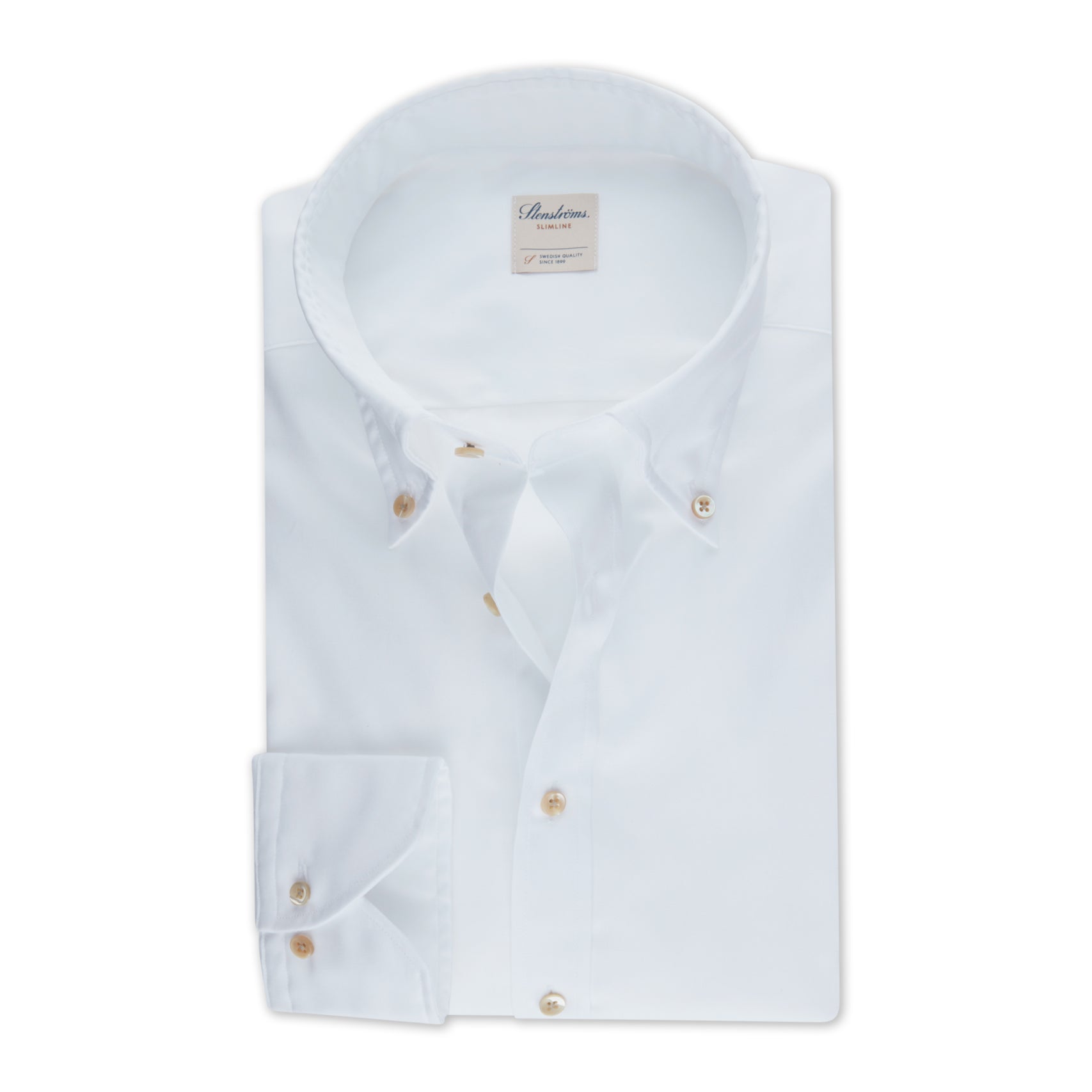 Casual White Fitted Body Oxford Shirt - Stenströms