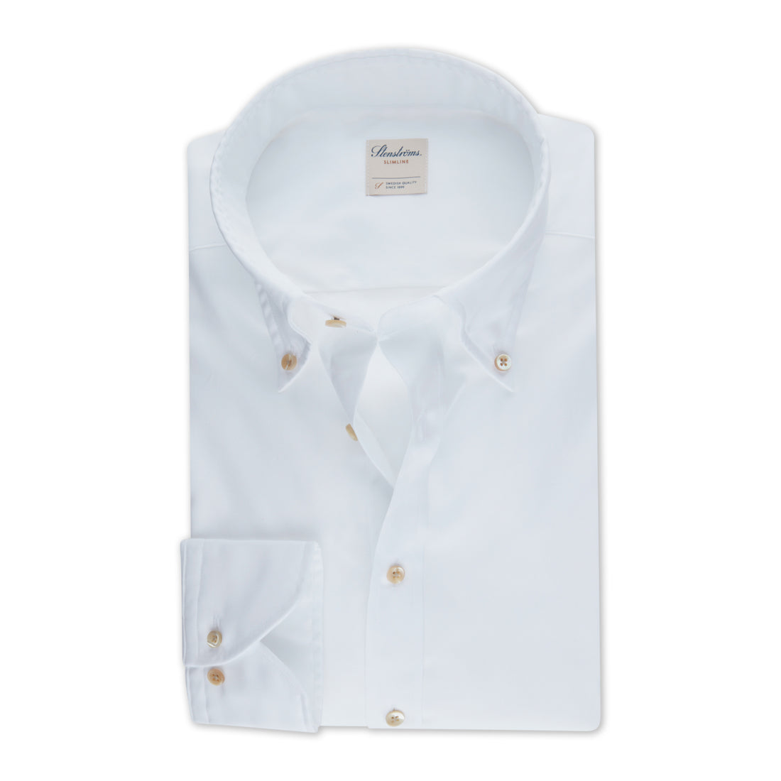 Casual White Fitted Body Oxford Shirt - Stenströms