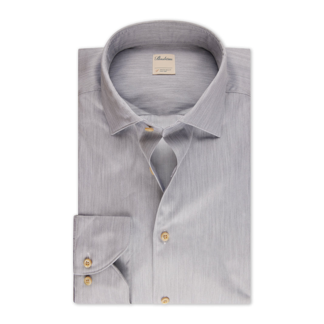Casual Gray Slimline Cotton Twill Shirt
