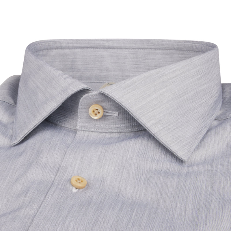 Casual Gray Slimline Cotton Twill Shirt