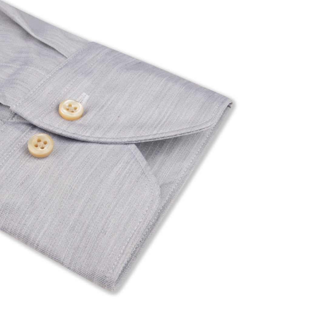 Casual Gray Slimline Cotton Twill Shirt