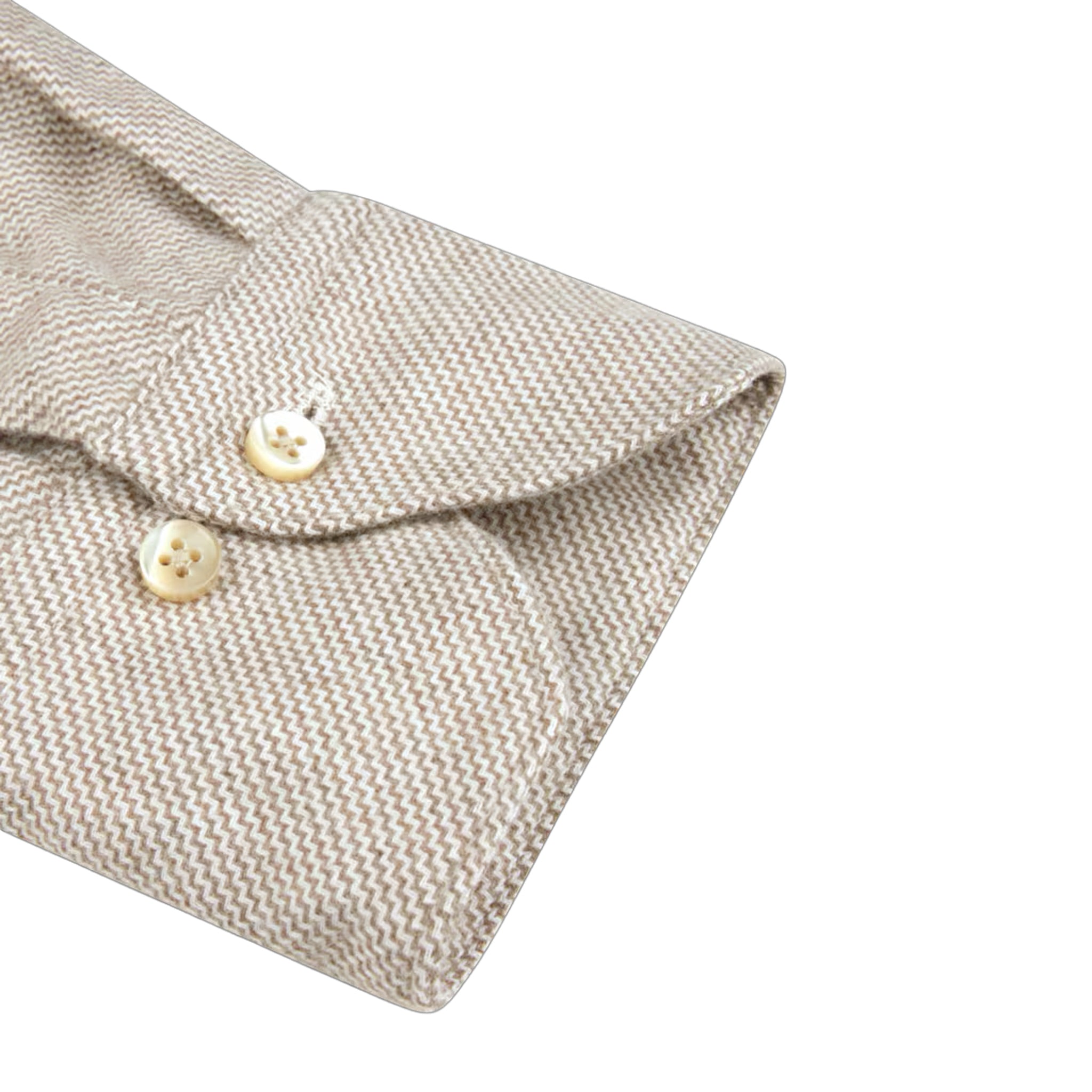 Beige Patterned Flannel Fitted Body Casual Shirt - Stenströms