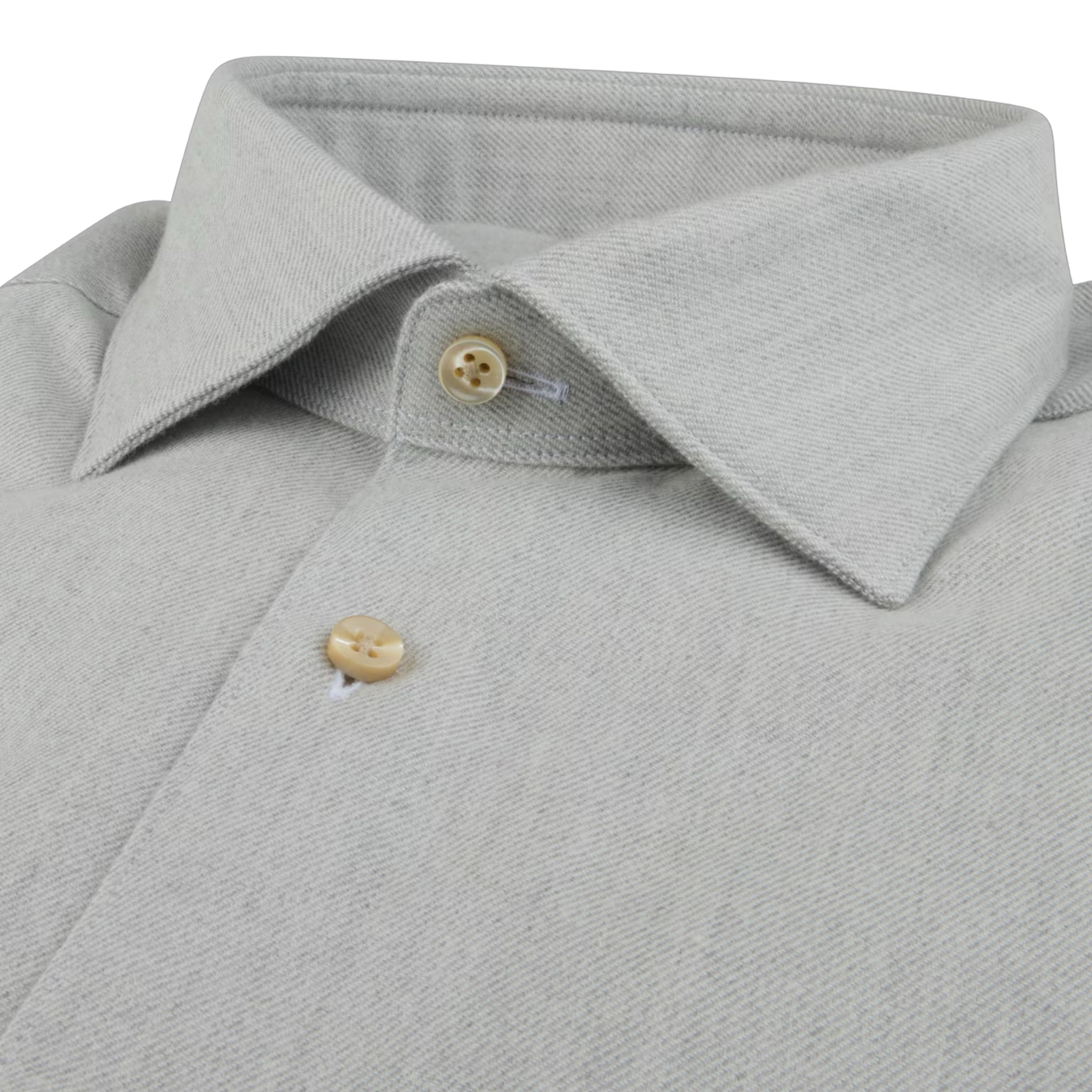 Light Gray Solid Cotton Flannel Regular Fit Shirt - Stenströms