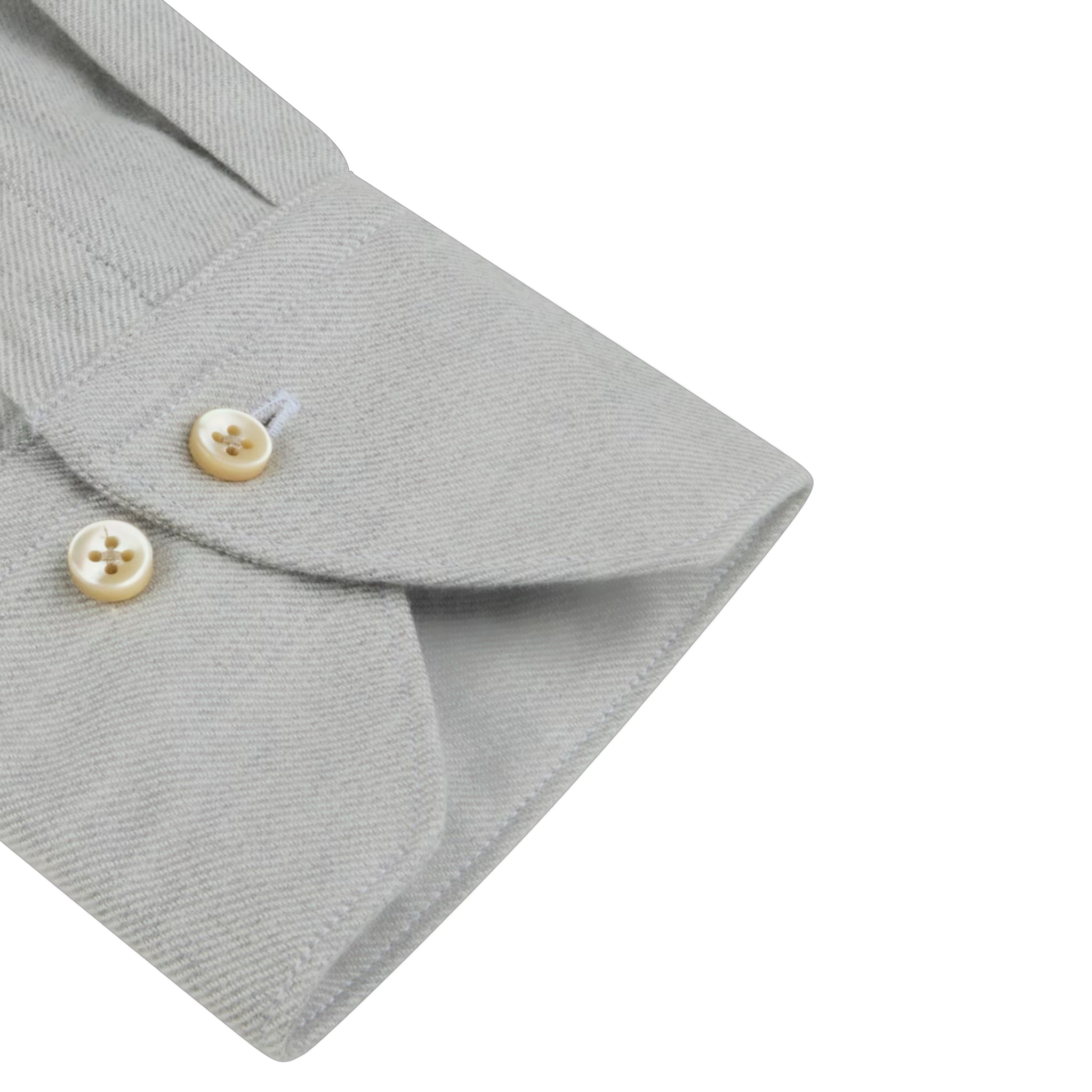 Light Gray Solid Cotton Flannel Regular Fit Shirt - Stenströms
