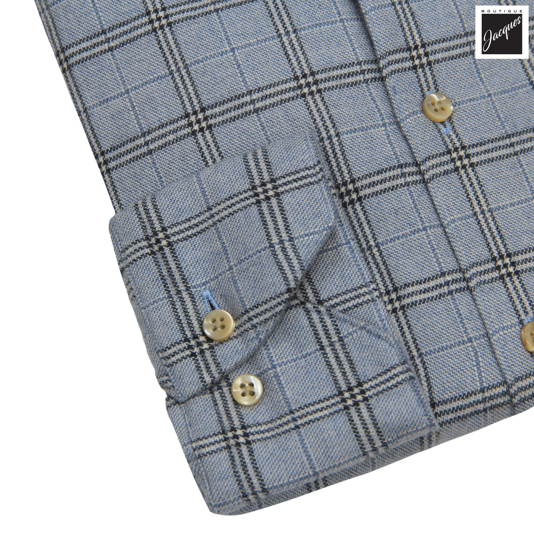 Light Blue Check Cotton Flannel Regular Fit Shirt - Stenströms