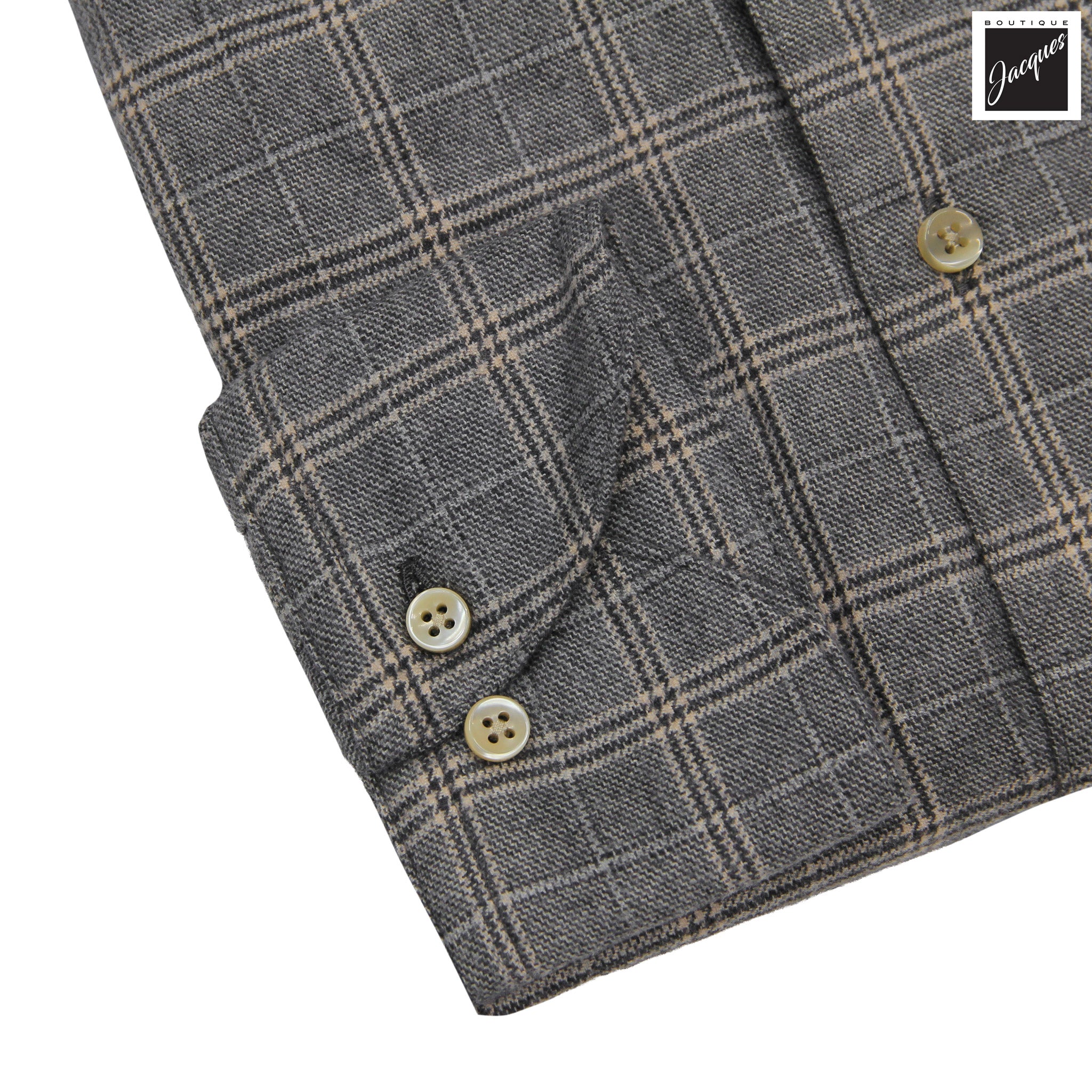 Dark Gray Check Cotton Flannel Regular Fit Shirt - Stenströms