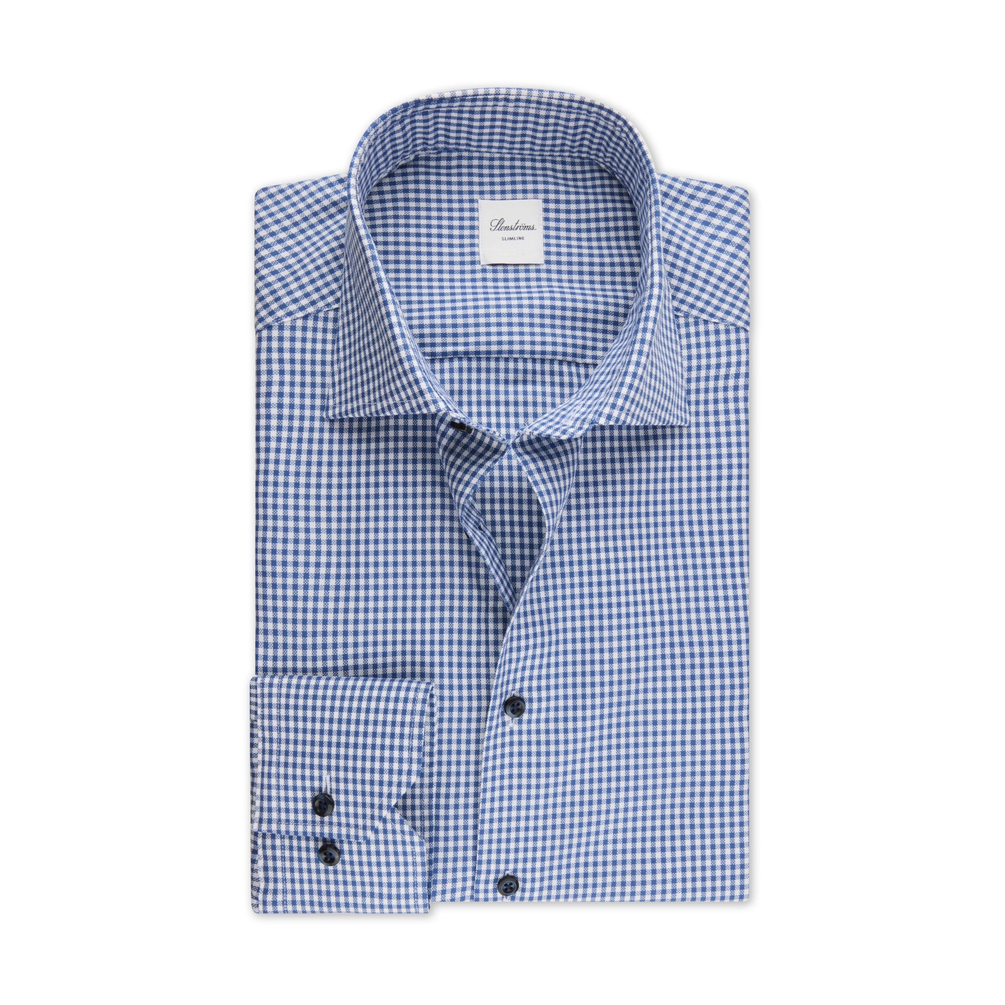 Dark Blue Checked Twill Regular Fit Shirt - Stenströms
