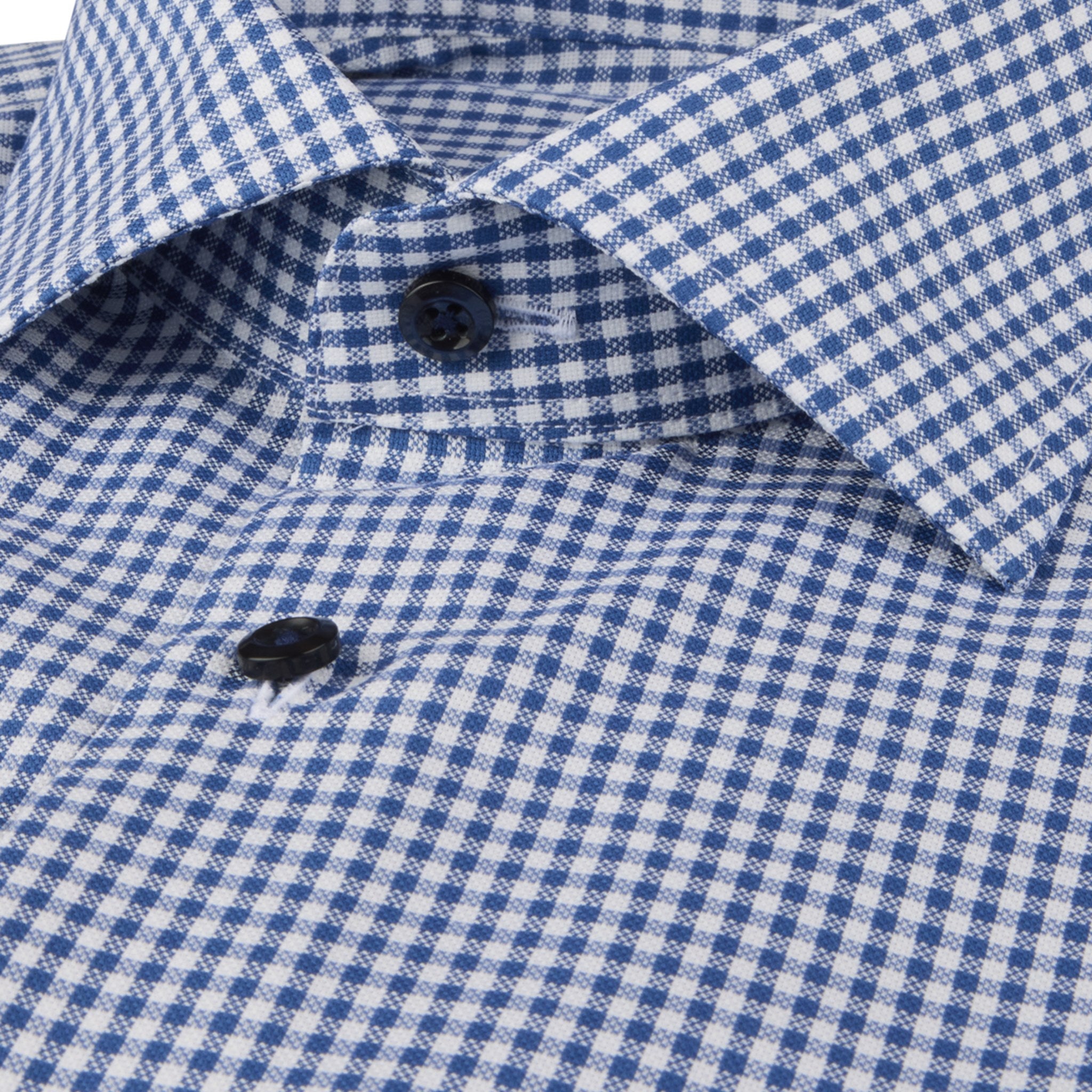 Dark Blue Checked Twill Regular Fit Shirt - Stenströms