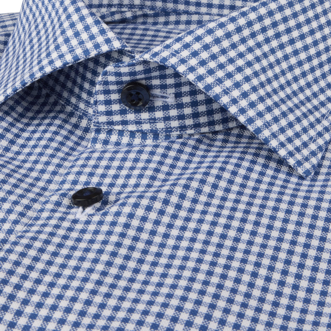 Dark Blue Checked Twill Regular Fit Shirt - Stenströms