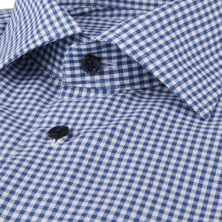 Dark Blue Checked Twill Regular Fit Shirt - Stenströms