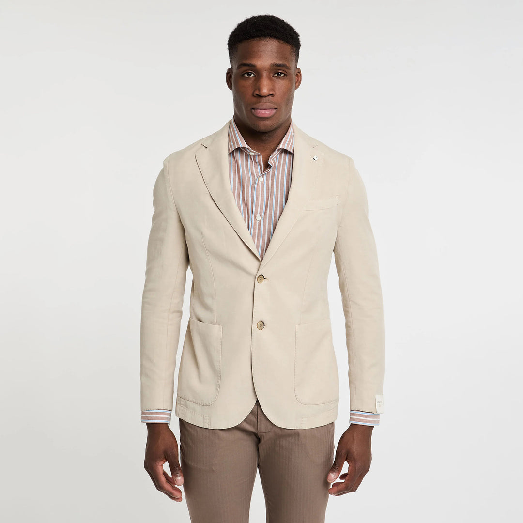 Light Beige Solid Lyocell-Linen-Cotton Unlined Sport Jacket 1911