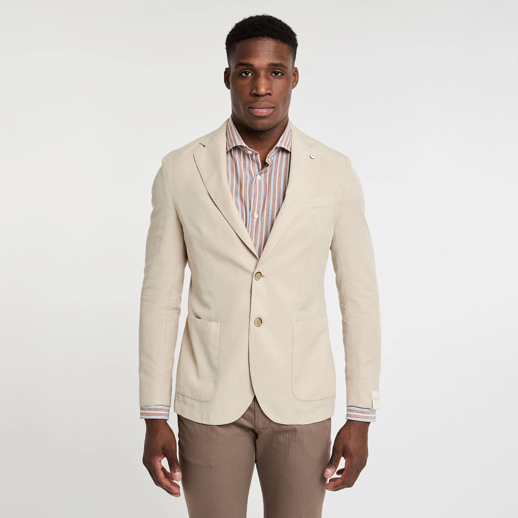 Light Beige Solid Lyocell-Linen-Cotton Unlined Sport Jacket - L.B.M 1911