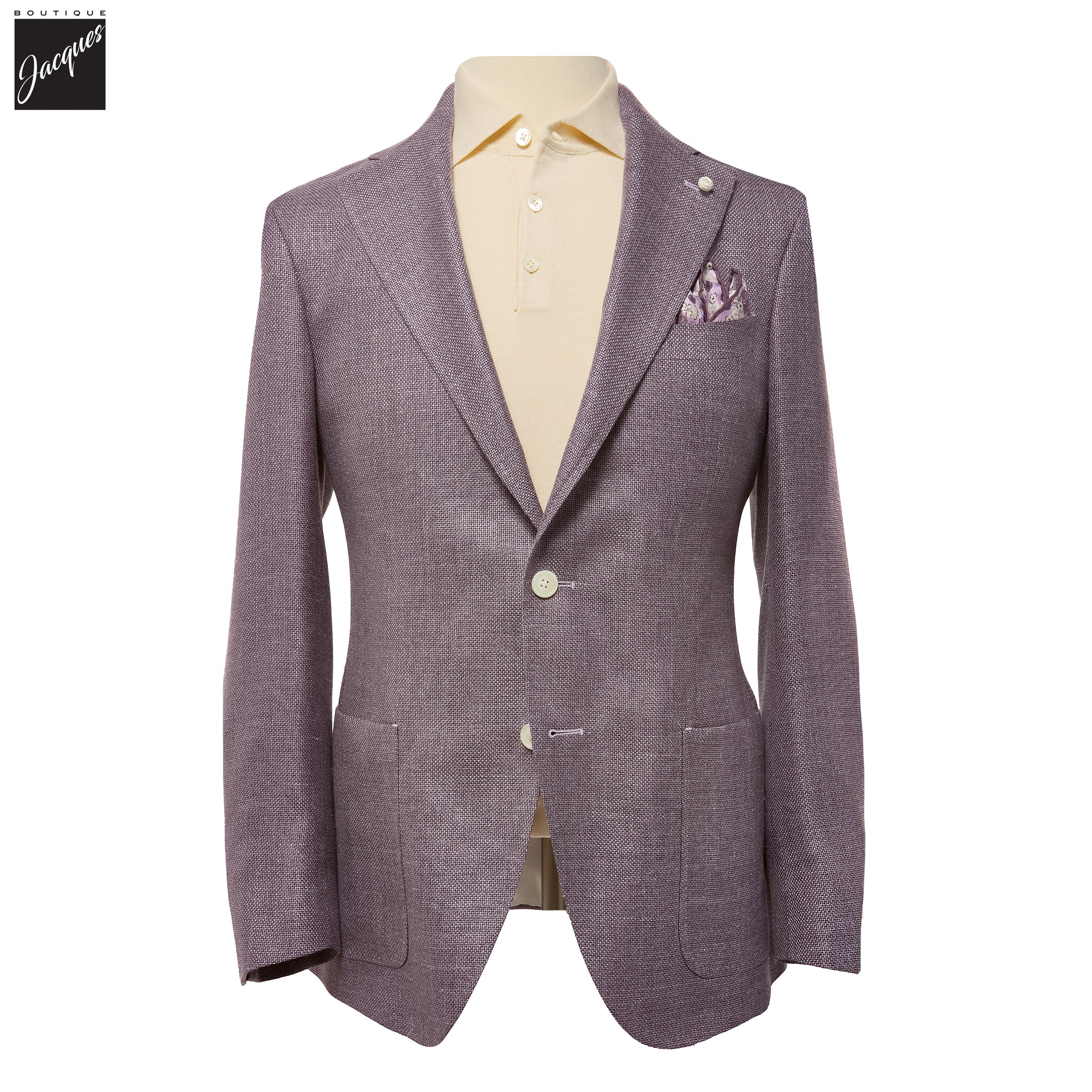 Lavender Solid Wool/Silk/Linen Dream Fit Sport Jacket - Luigi Bianchi - Boutique Jacques International