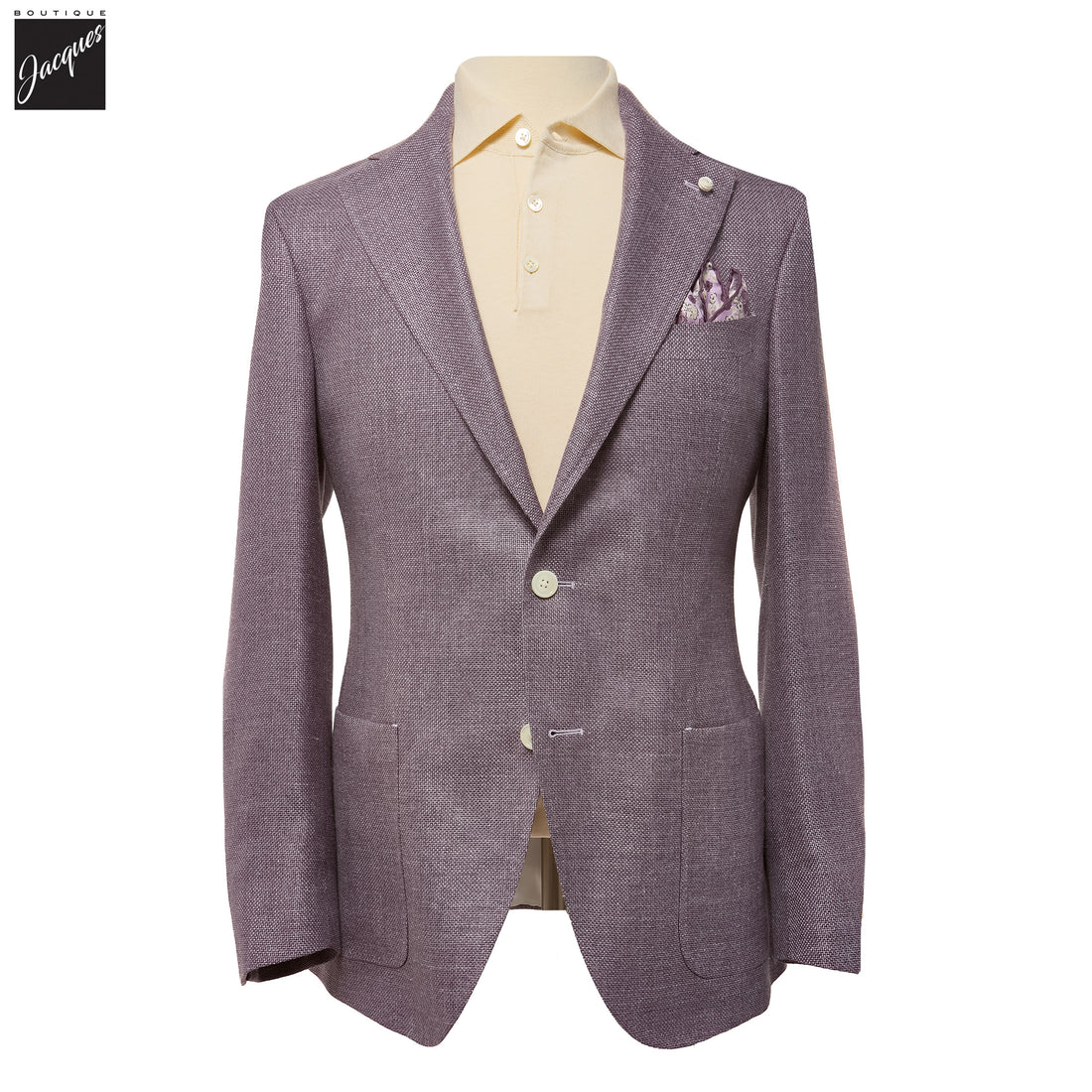 Lavender Solid Wool/Silk/Linen Dream Fit Sport Jacket - Luigi Bianchi - Boutique Jacques International