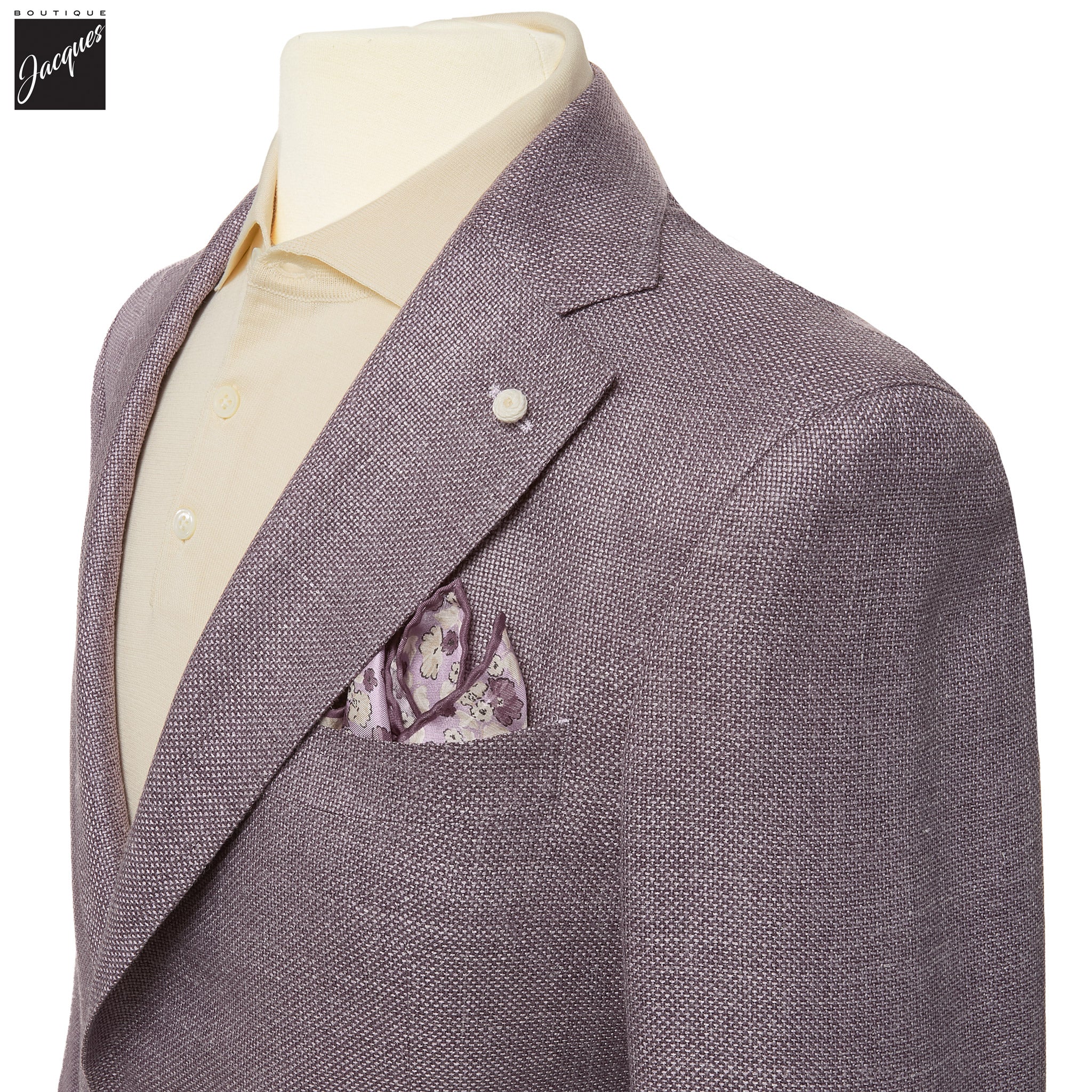 Lavender Solid Wool/Silk/Linen Dream Fit Sport Jacket - Luigi Bianchi - Boutique Jacques International