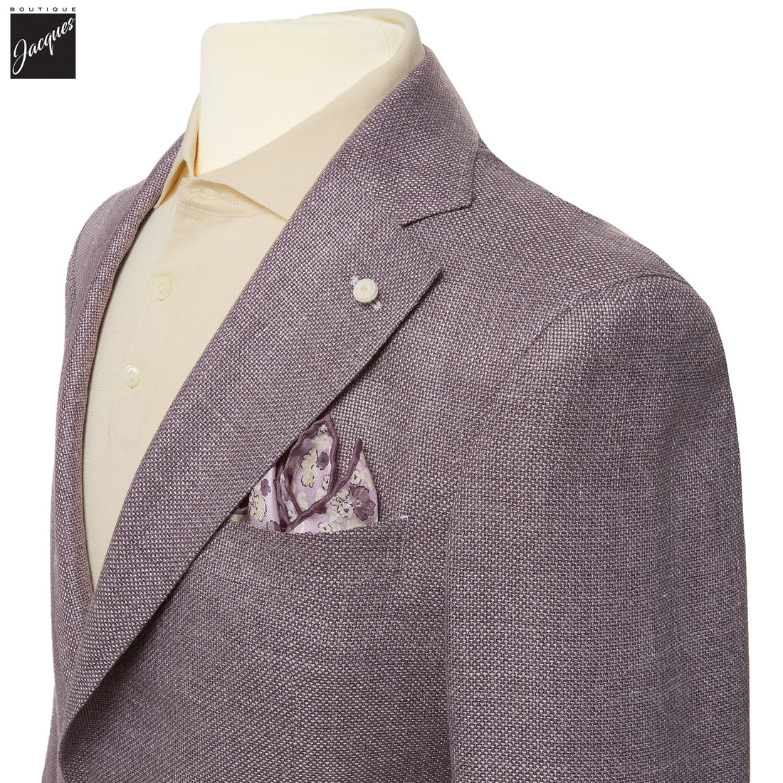 Lavender Solid Wool/Silk/Linen Dream Fit Sport Jacket - Luigi Bianchi - Boutique Jacques International