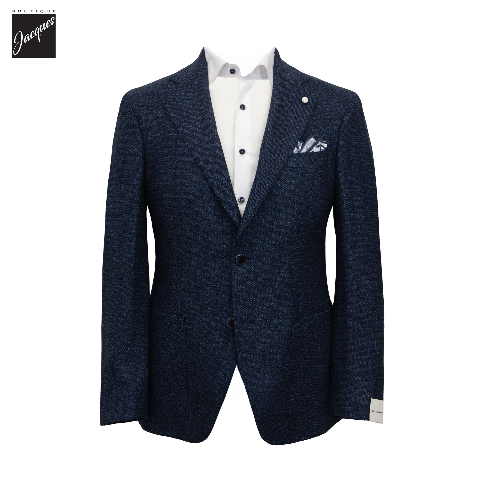 Blue Mélange Delfino Wool Dream Fit Sport Jacket - Luigi Bianchi