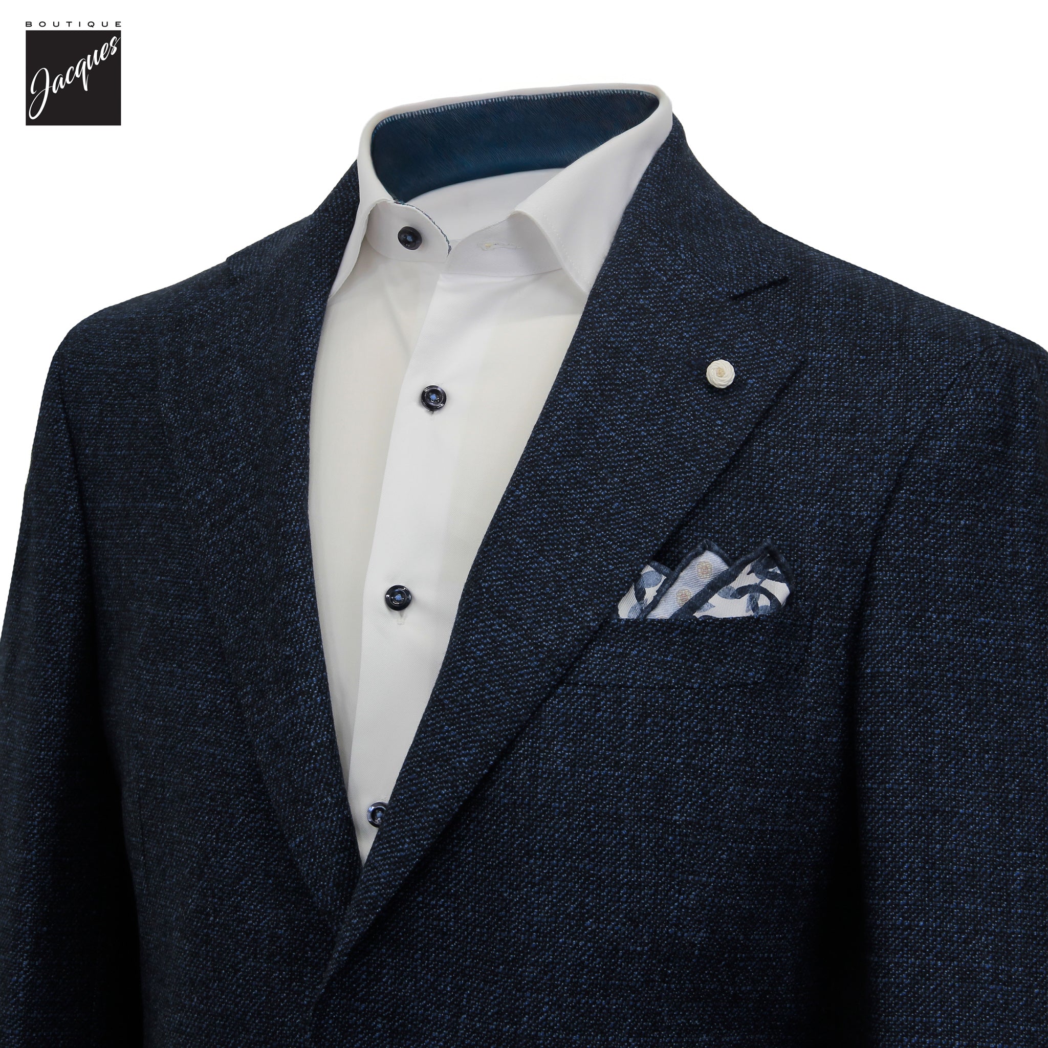 Blue Mélange Delfino Wool Dream Fit Sport Jacket - Luigi Bianchi