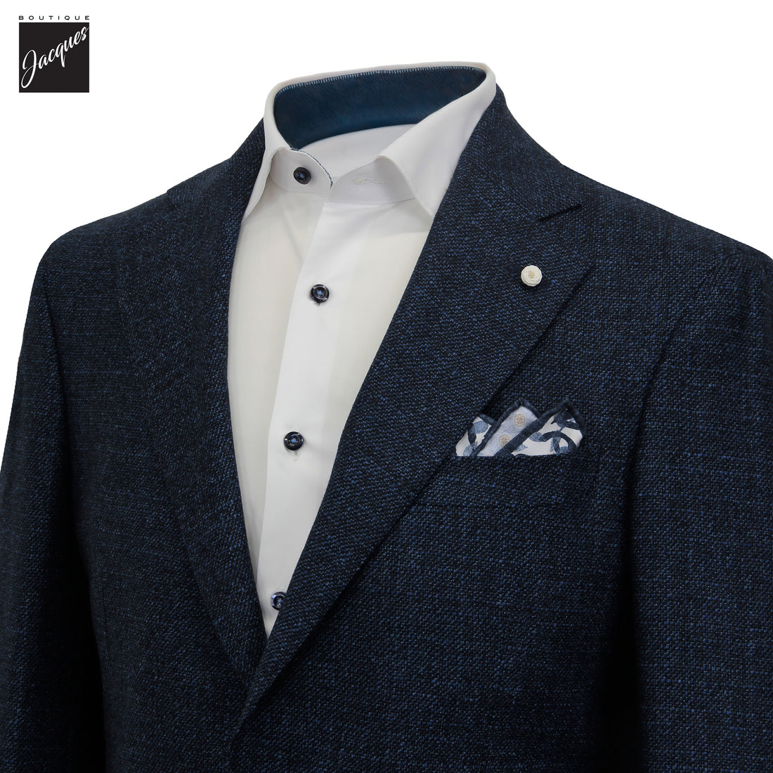 Blue Mélange Delfino Wool Dream Fit Sport Jacket - Luigi Bianchi