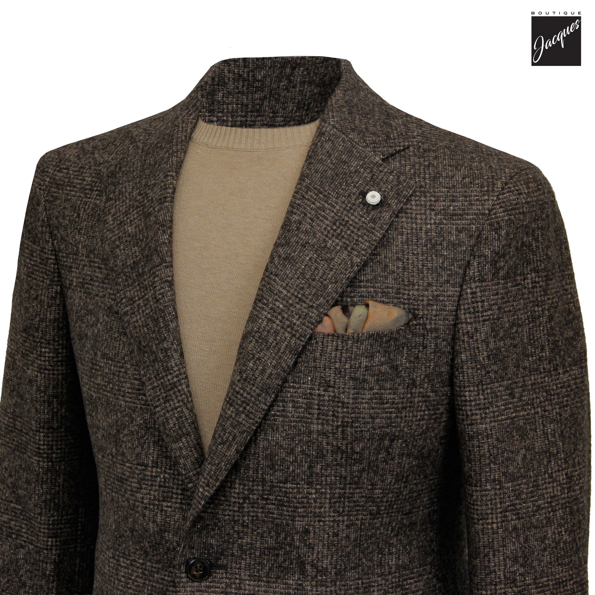 Brown Check Delfino Alpaca/Wool/Silk Dream Fit Sport Jacket - Luigi Bianchi