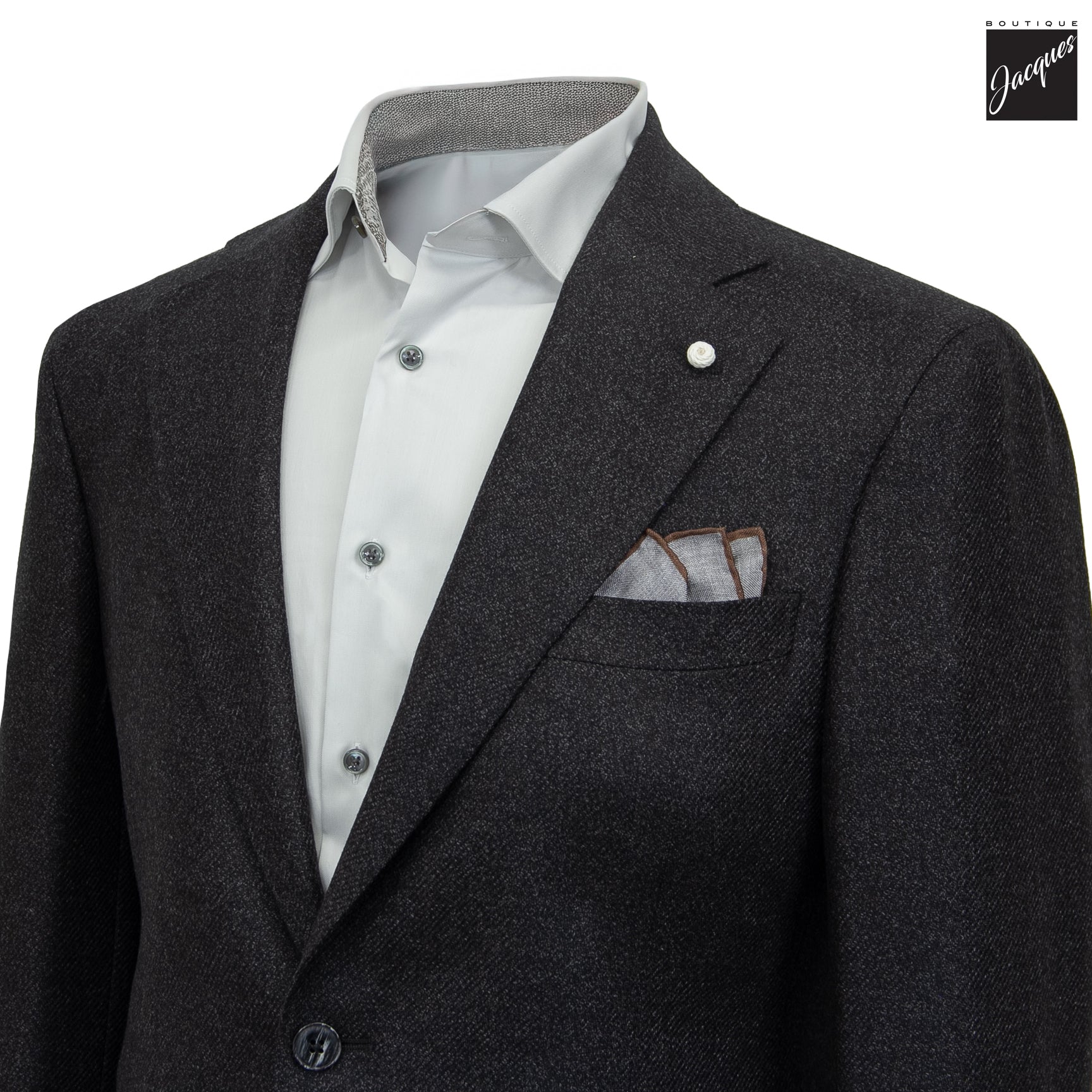 Charcoal Wool-Silk Dream Tweed Contemporary Fit Sport Jacket - Luigi Bianchi