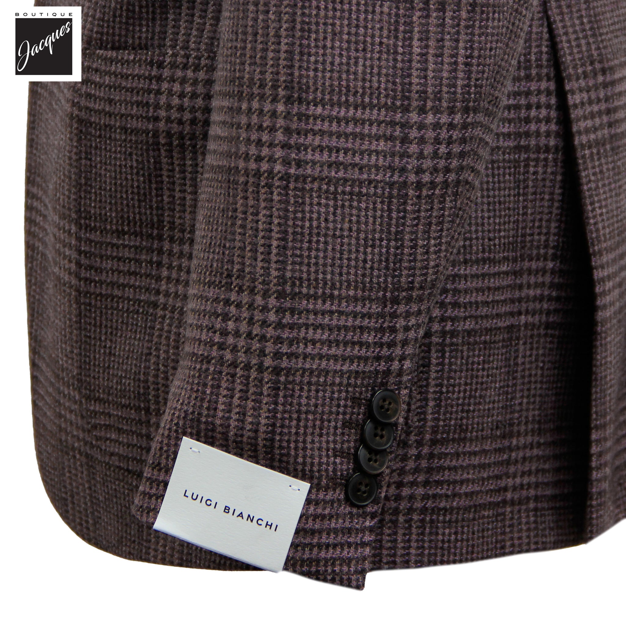 Dusty Mauve Prince-of-Wales Wool Dream Fit Sport Jacket - Luigi Bianchi