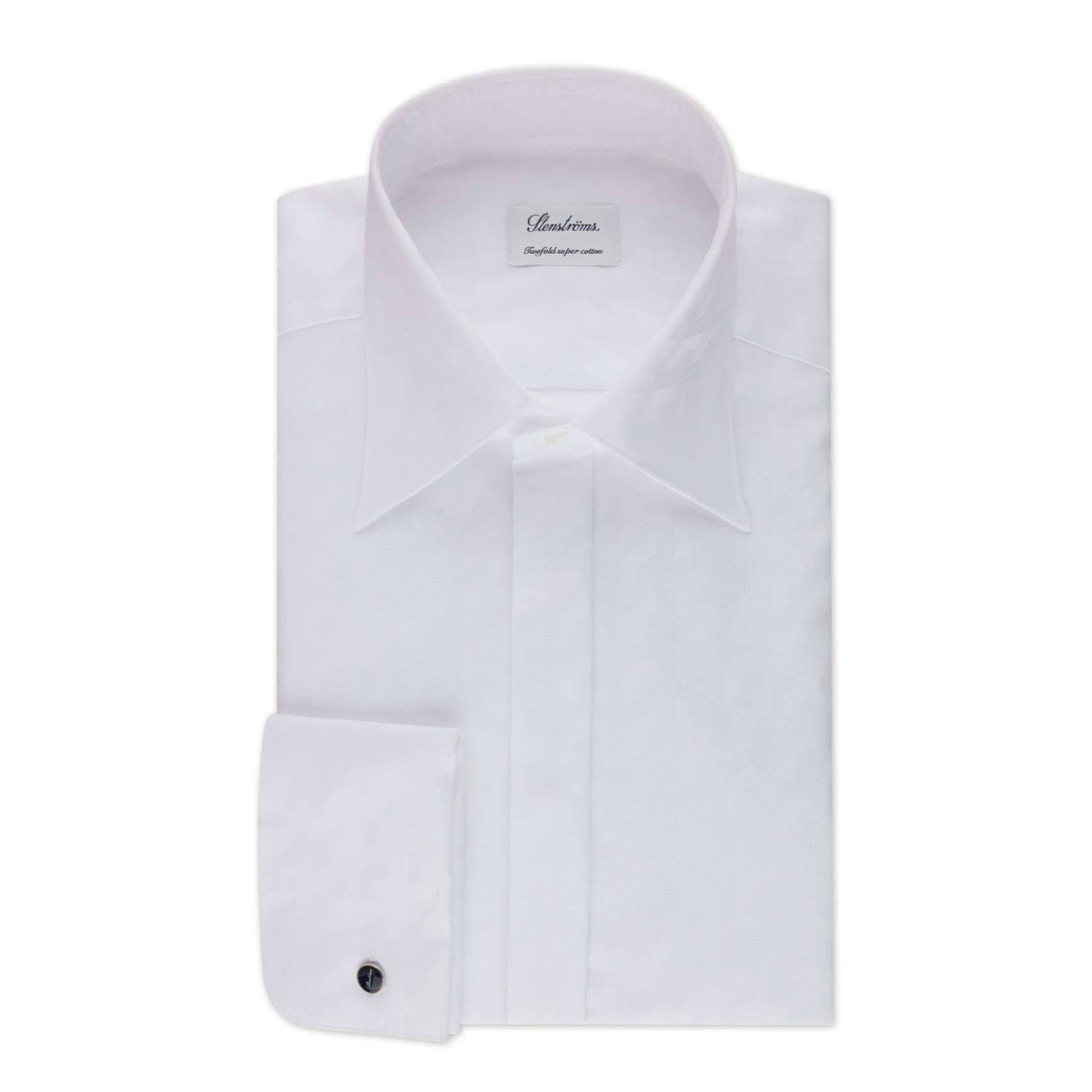 White Slimline Body Textured Tuxedo Shirt - Stenströms