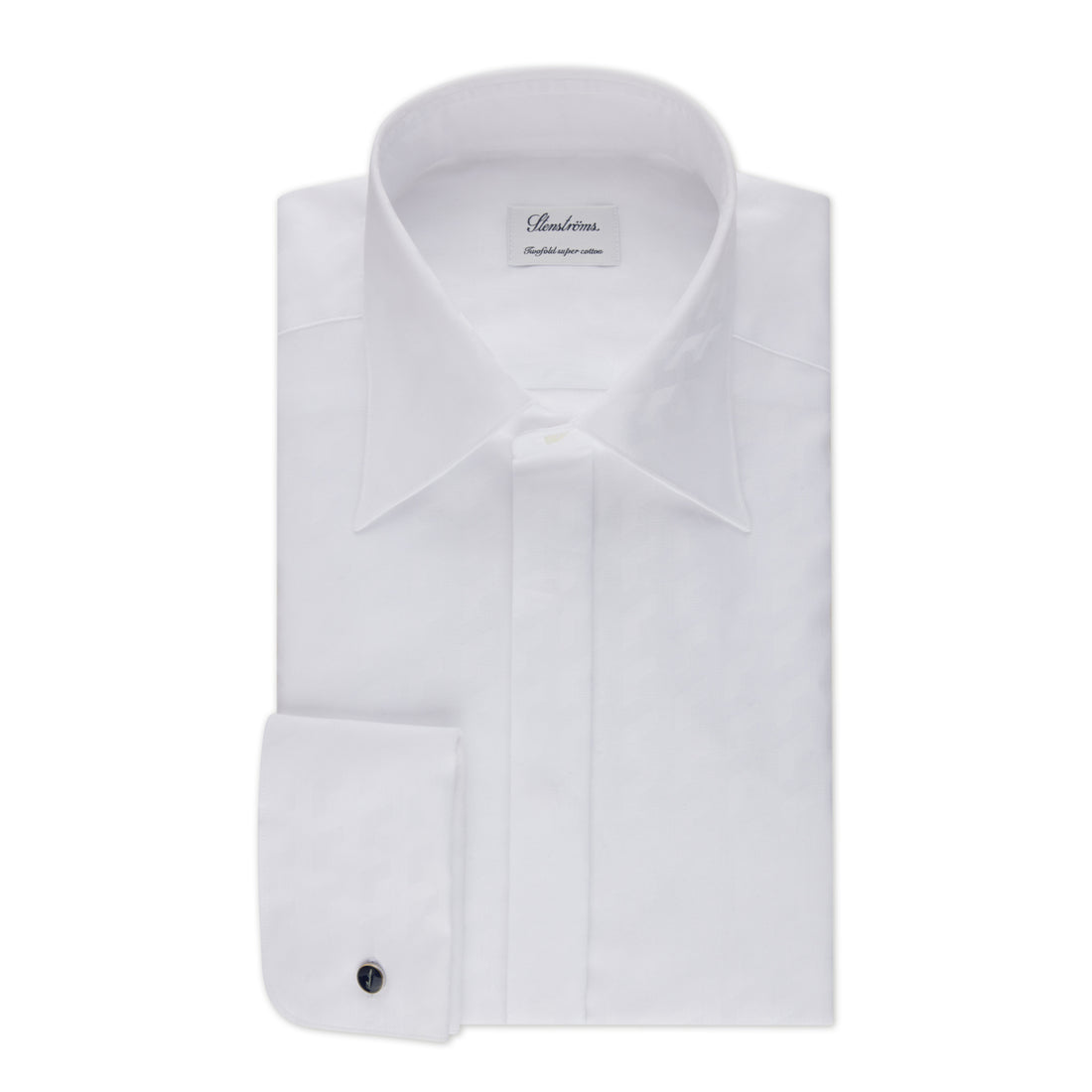 White Slimline Body Textured Tuxedo Shirt - Stenströms