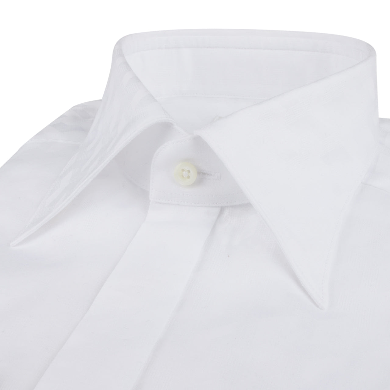 White Slimline Body Textured Tuxedo Shirt - Stenströms