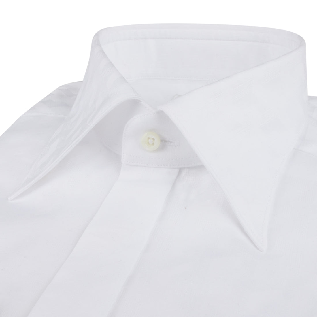 White Slimline Body Textured Tuxedo Shirt - Stenströms