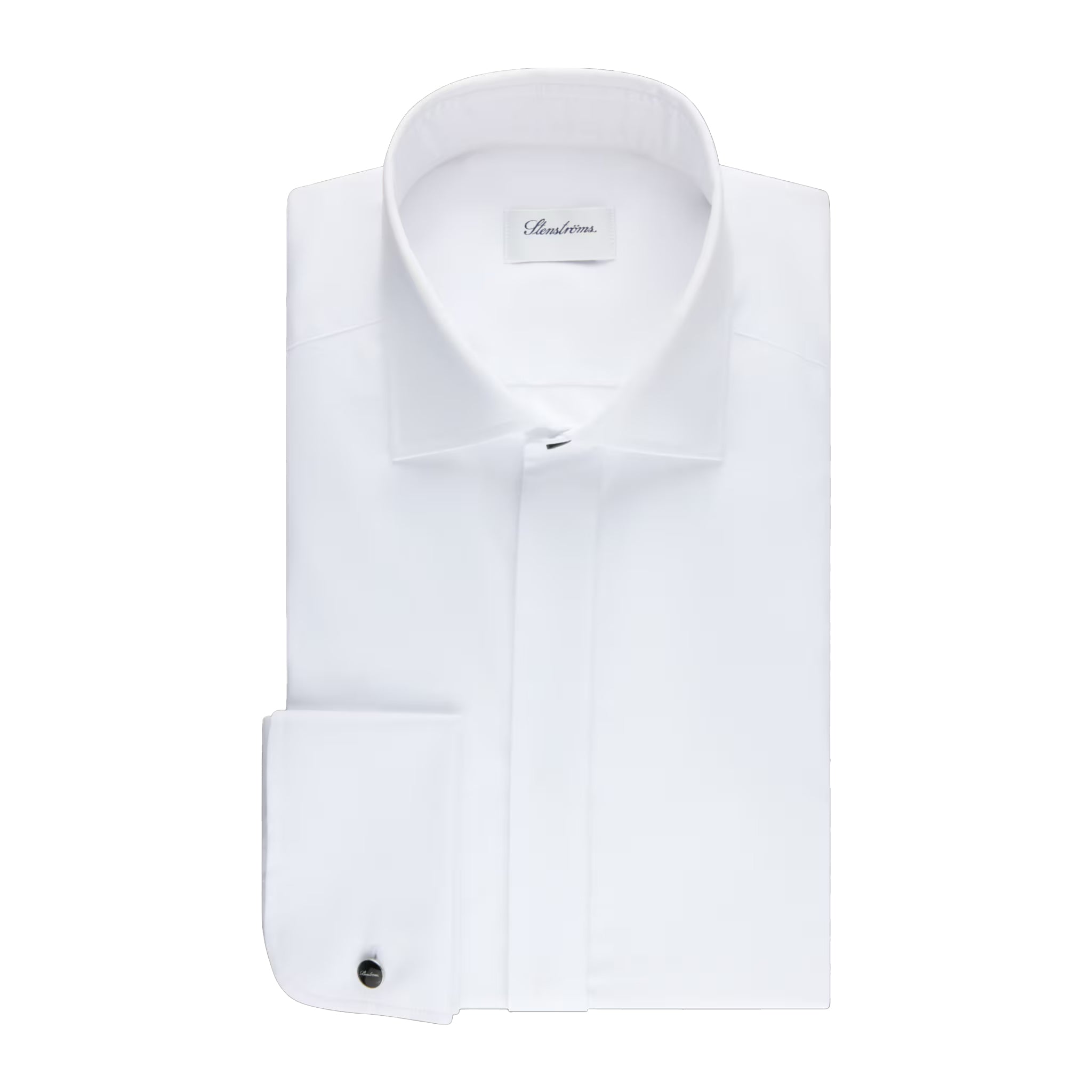 White Solid Superior Twill Slimline Tuxedo Shirt - Stenströms