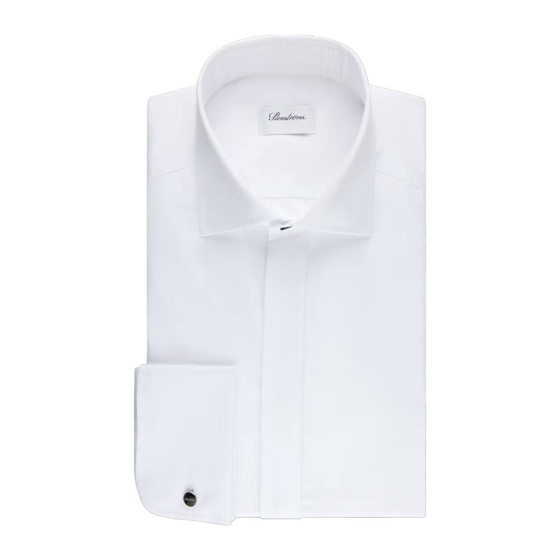 White Solid Superior Twill Slimline Tuxedo Shirt - Stenströms