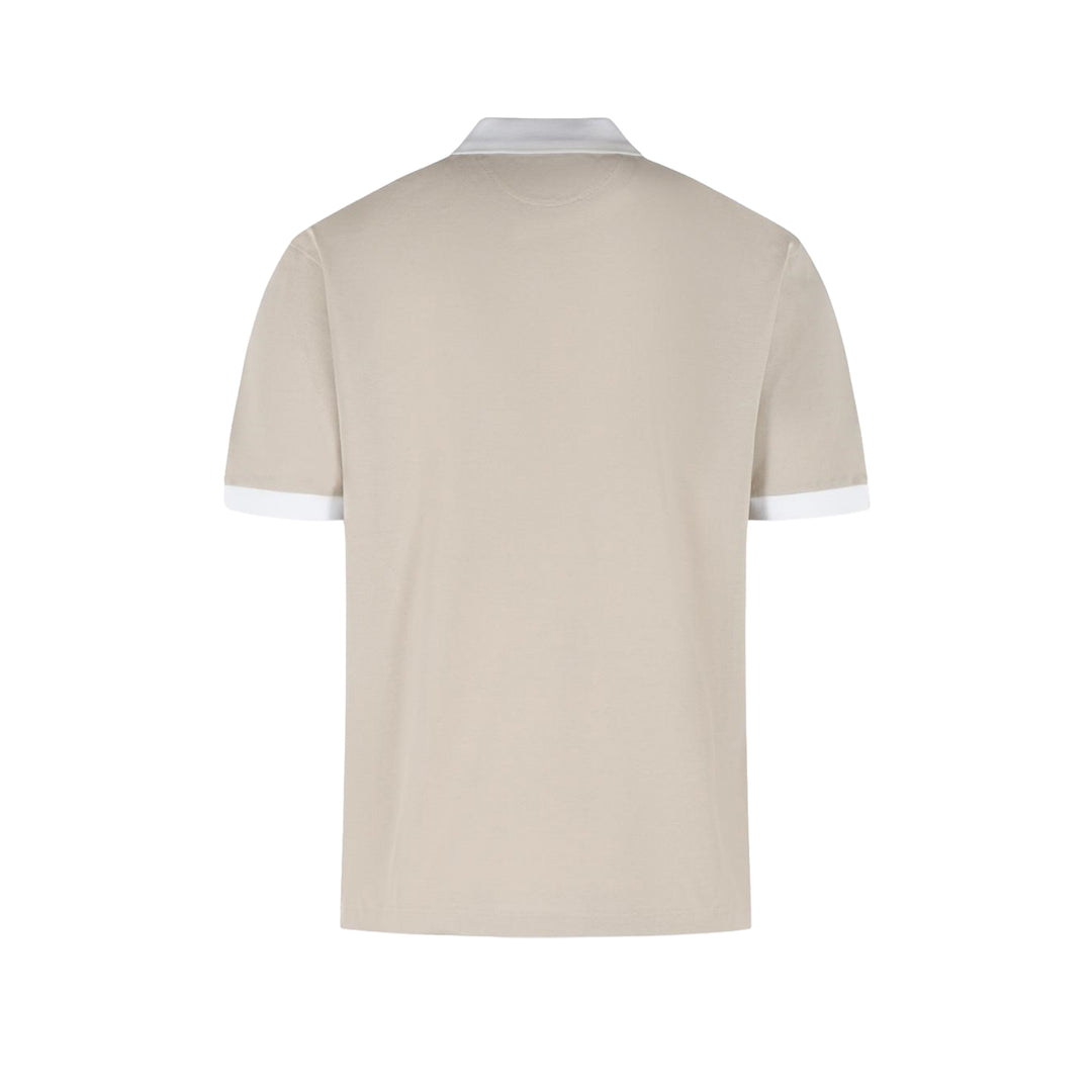 Sand Pique Cotton Polo Shirt with White Trims - ELEVENTY PLATINUM - Boutique Jacques International